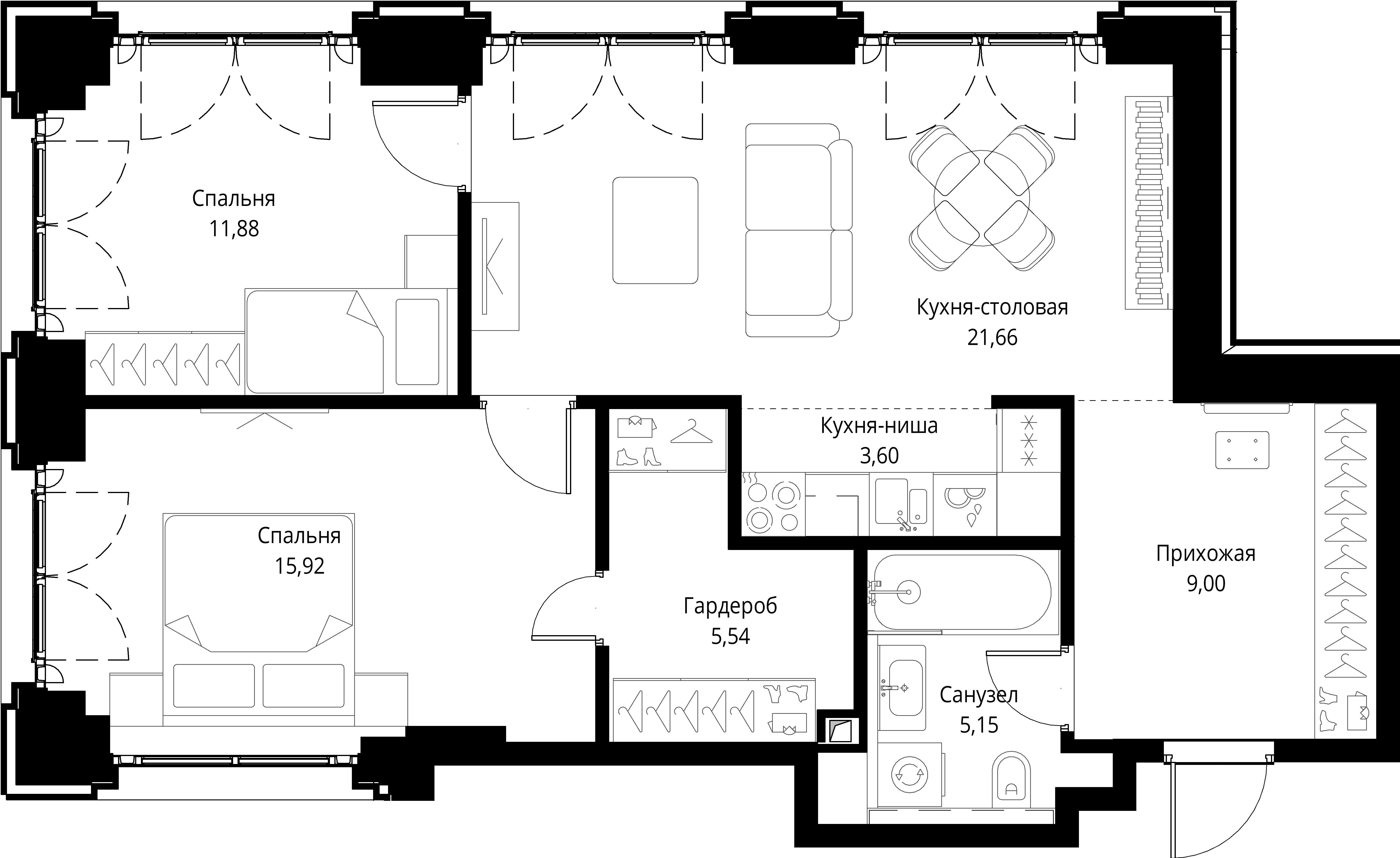2-комнатная, 72,75 м² — 35 164 848 ₽