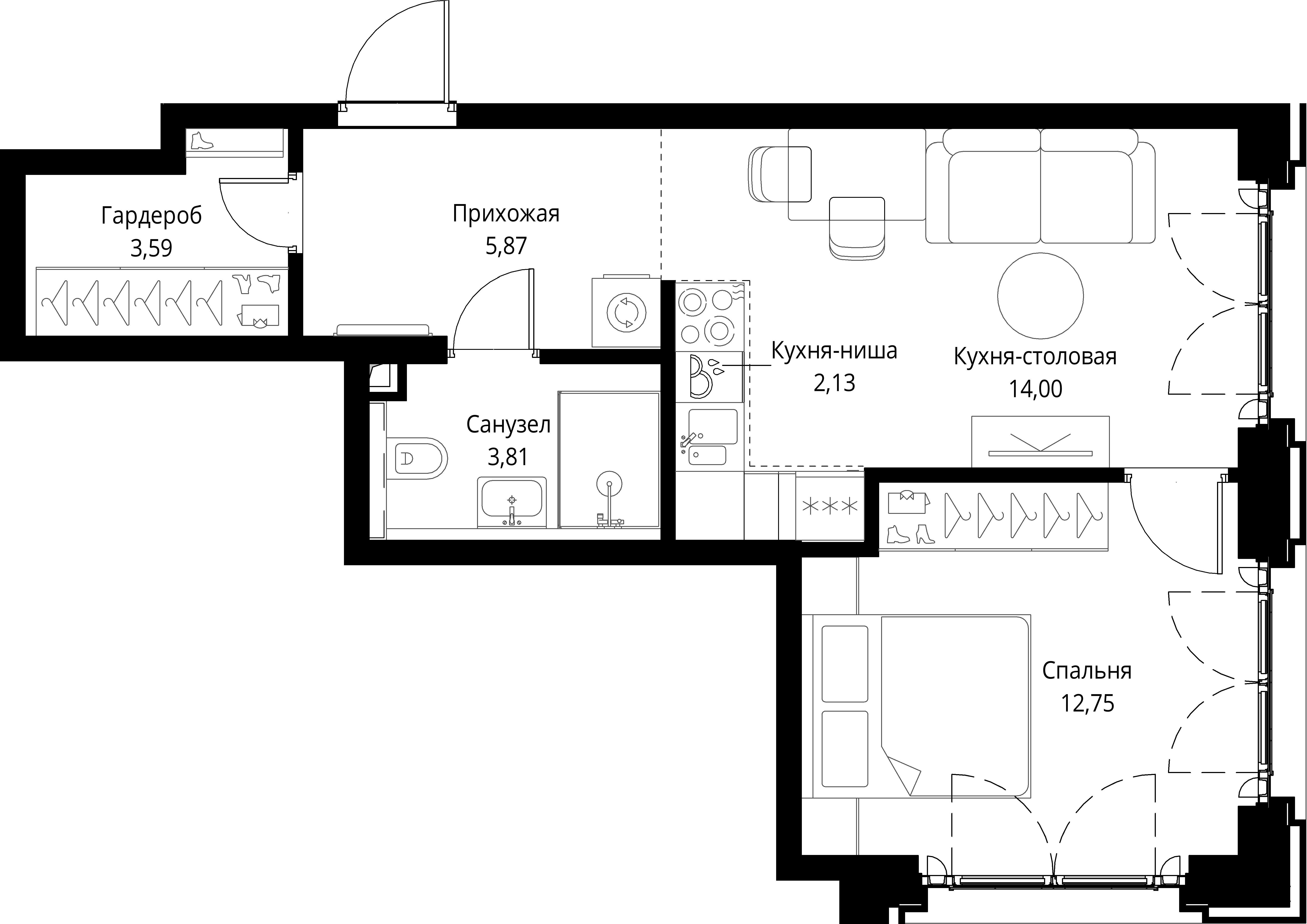 1-комнатная, 42,15 м² — 27 297 760 ₽