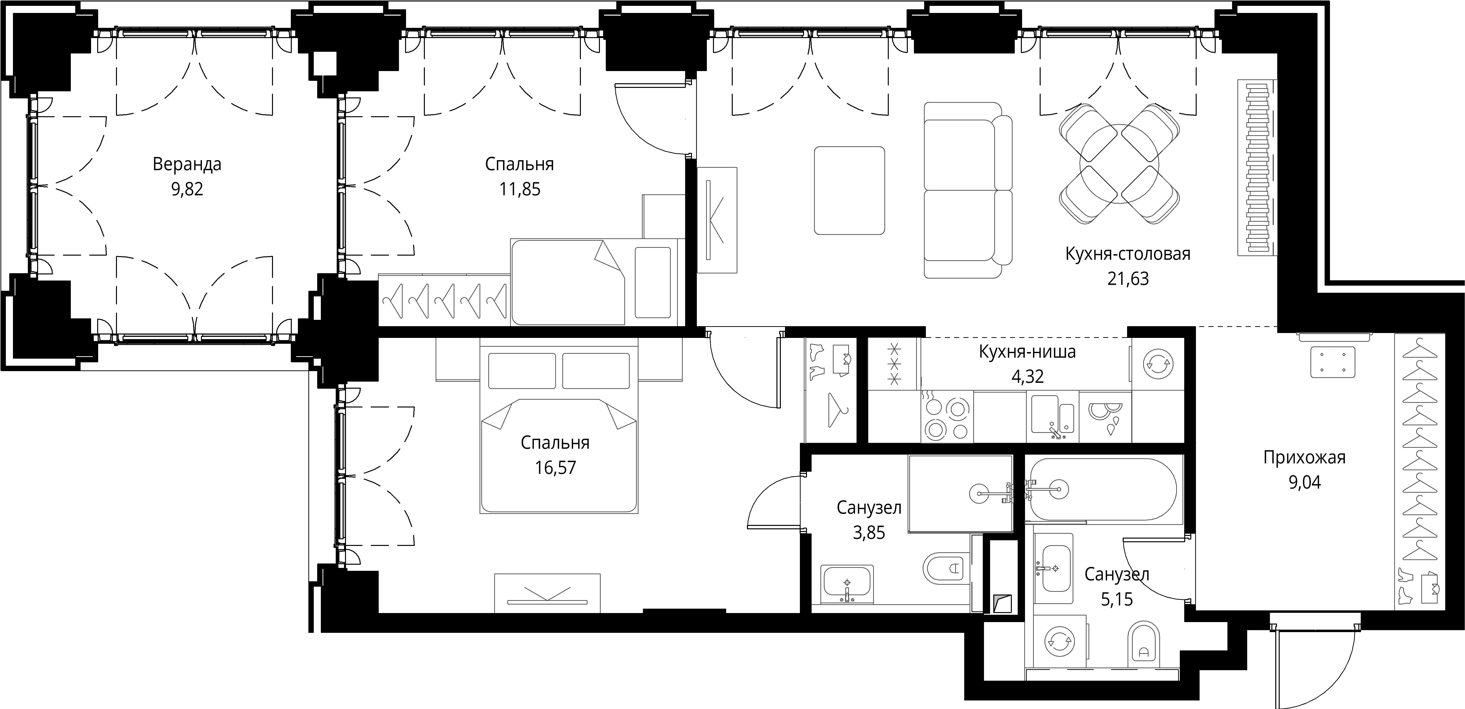 2-комнатная, 82,23 м² — 38 917 136 ₽