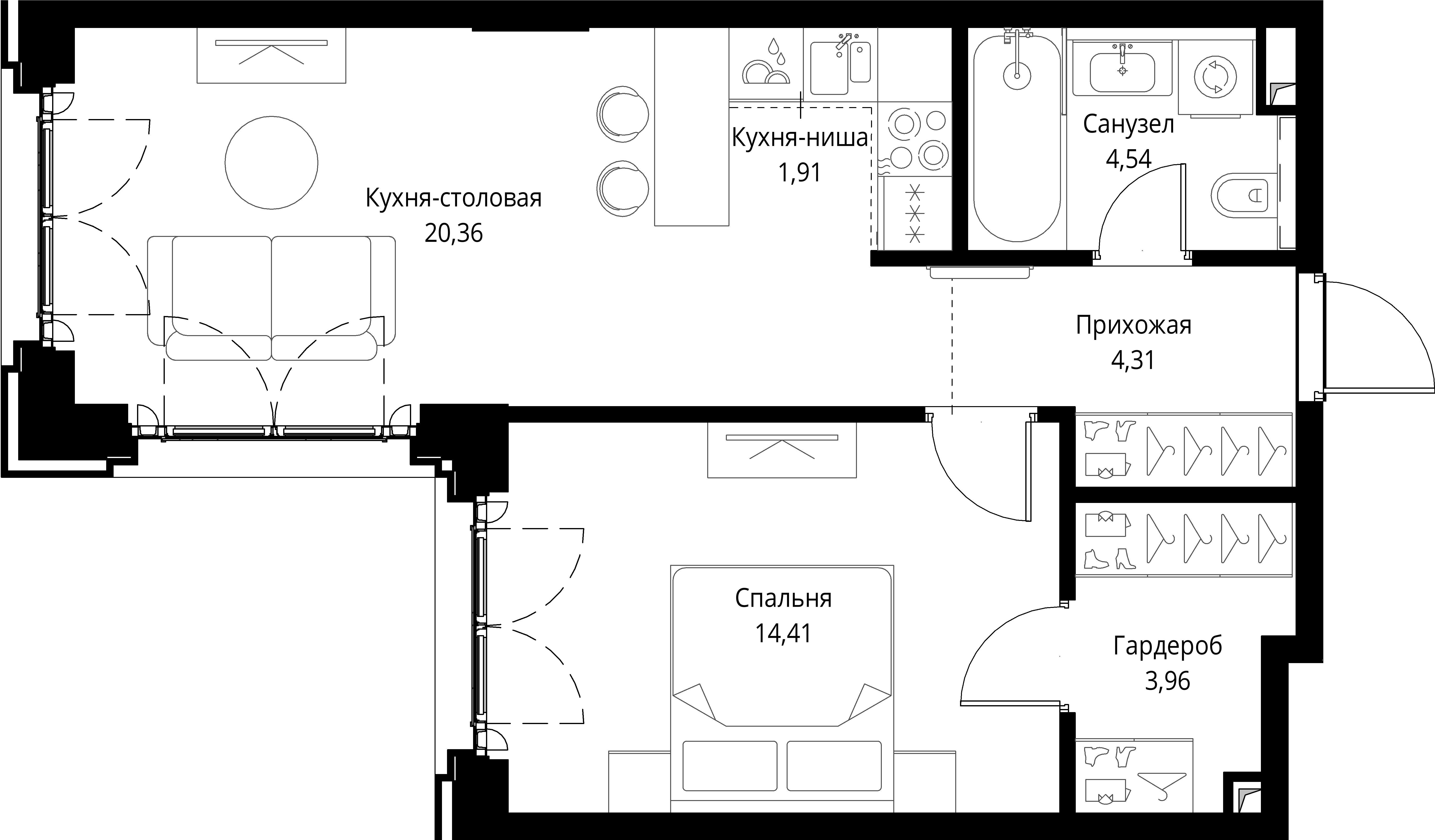 1-комнатная, 49,49 м² — 29 075 563 ₽