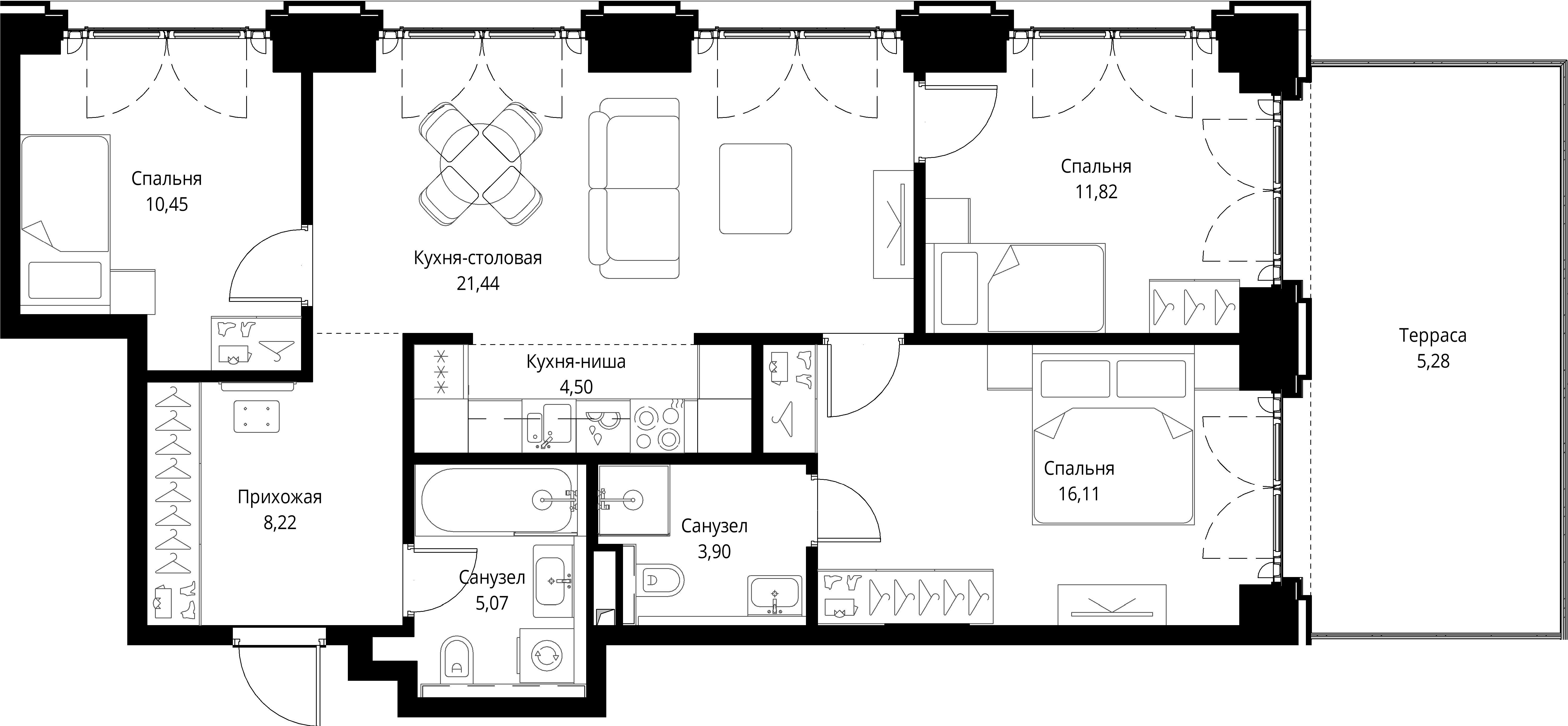 3-комнатная, 86,79 м² — 42 457 155 ₽