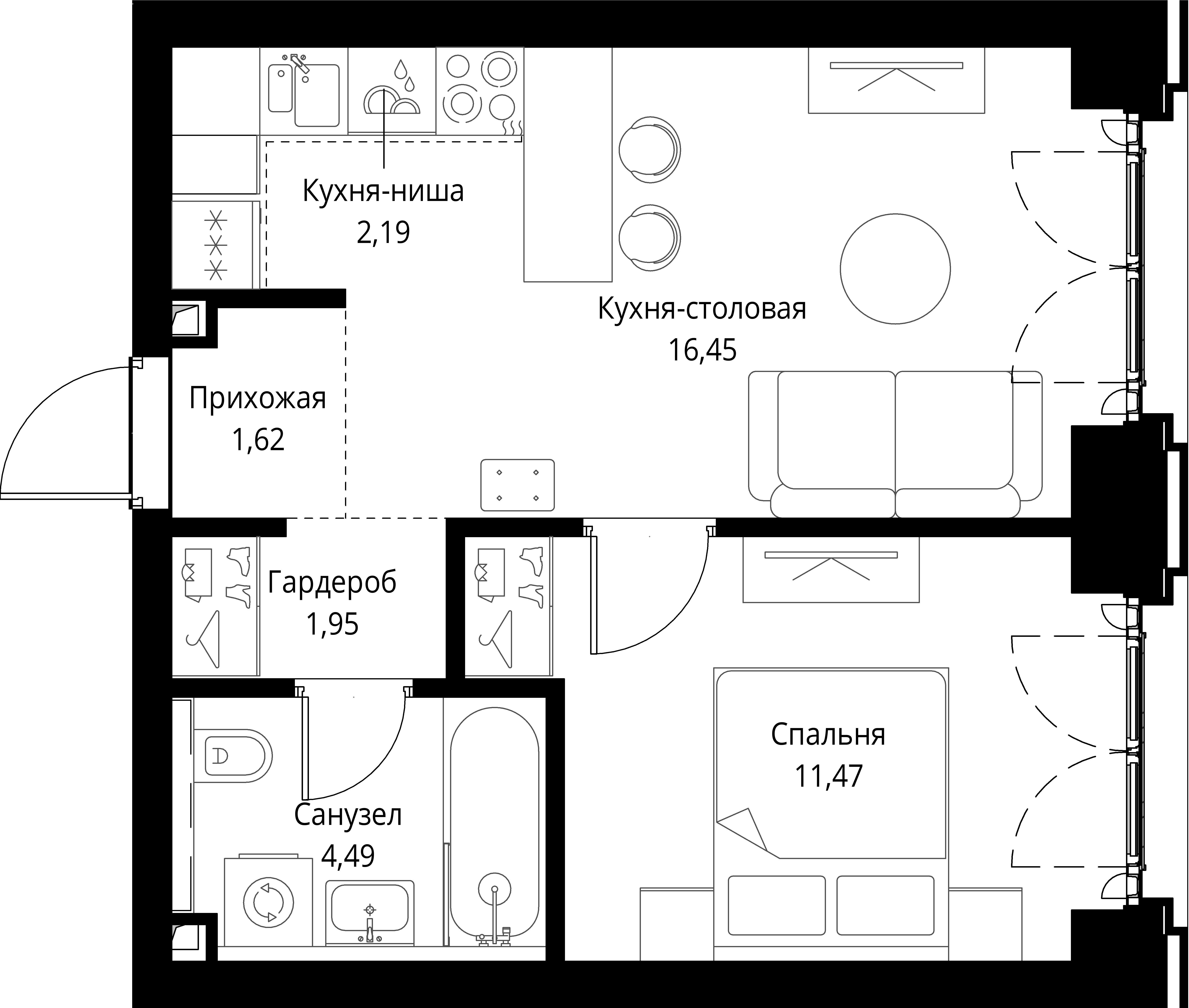 1-комнатная, 38,17 м² — 24 284 719 ₽
