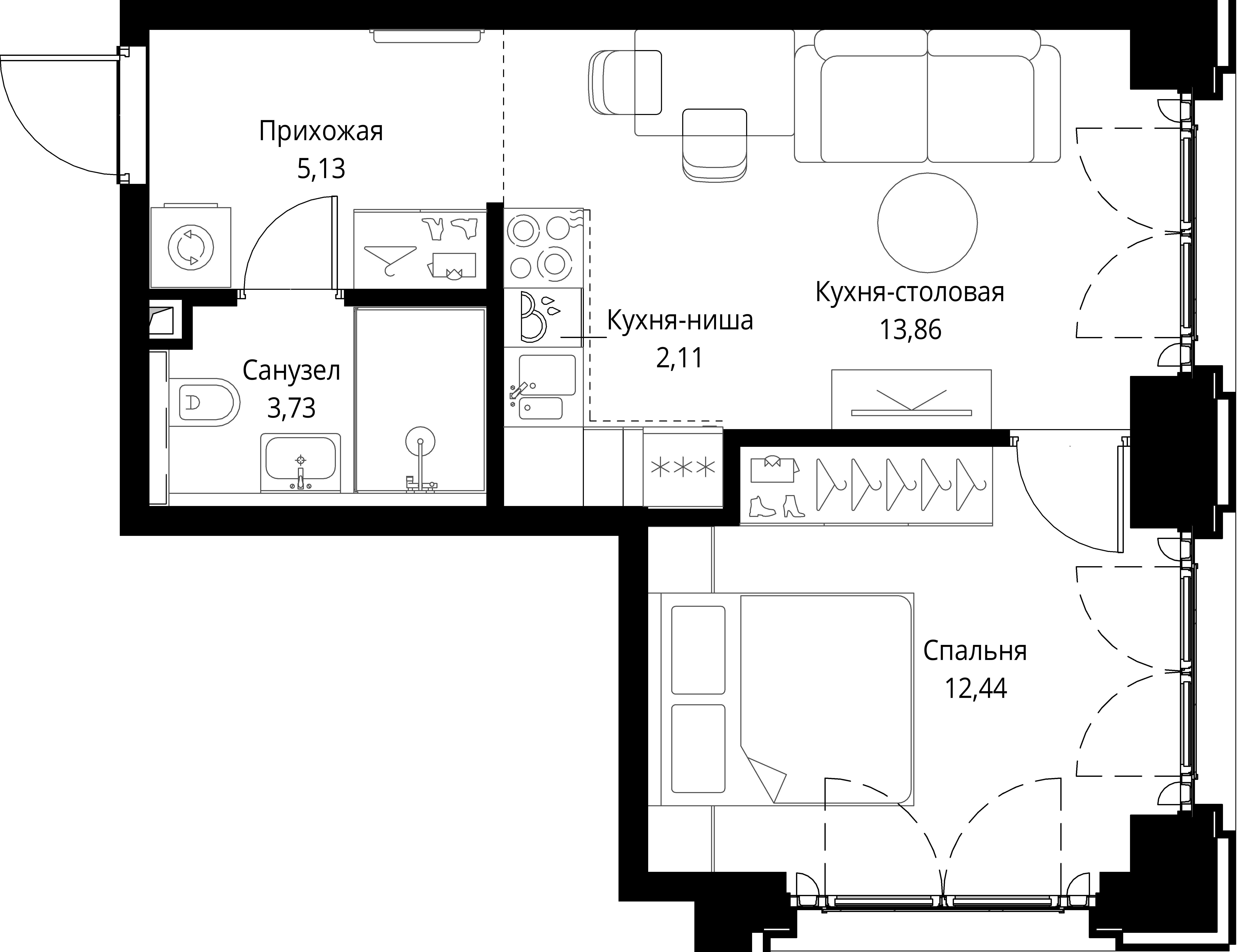 1-комнатная, 37,27 м² — 24 521 610 ₽