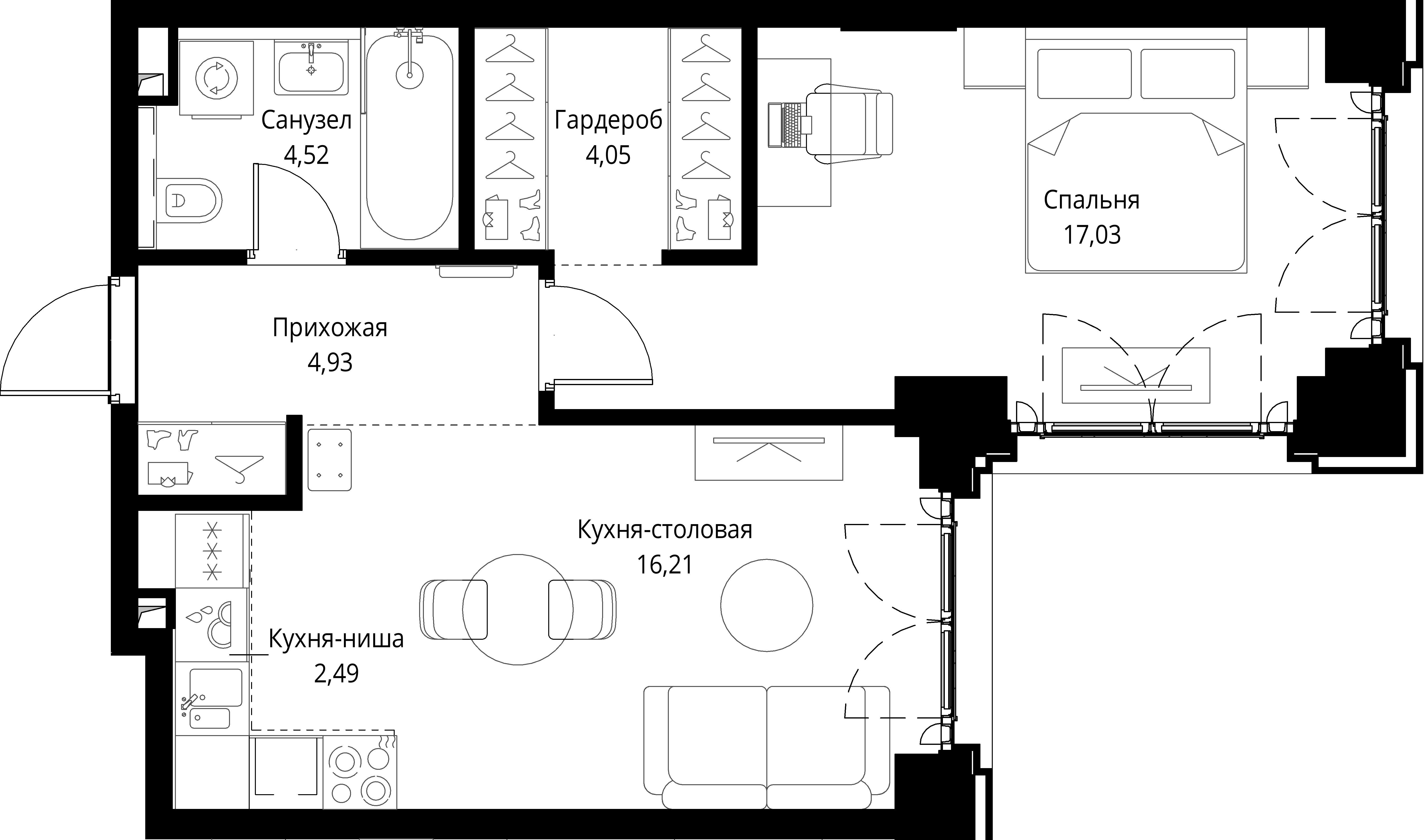 1-комнатная, 49,23 м² — 29 729 332 ₽