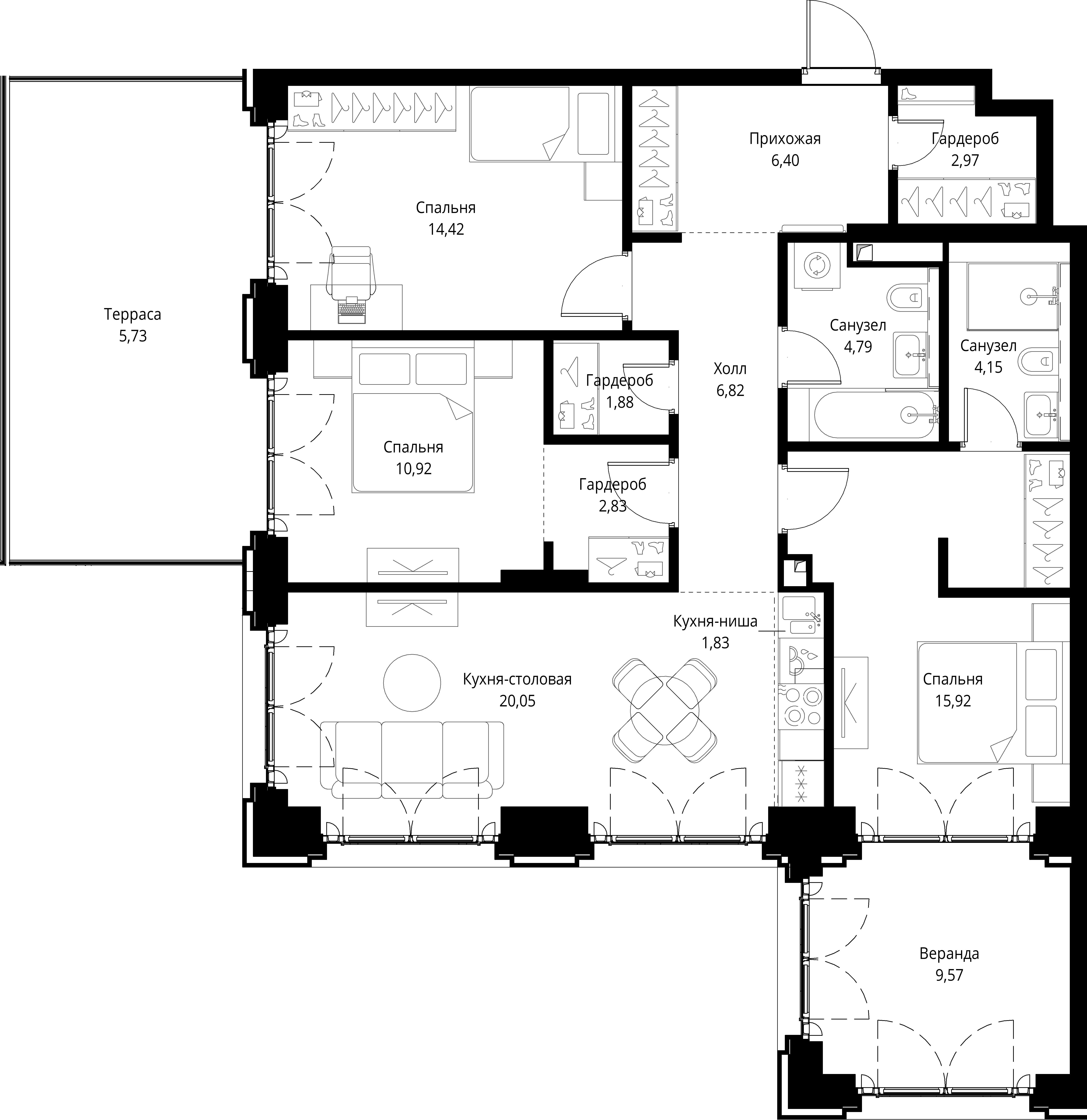 3-комнатная, 108,28 м² — 60 807 611 ₽