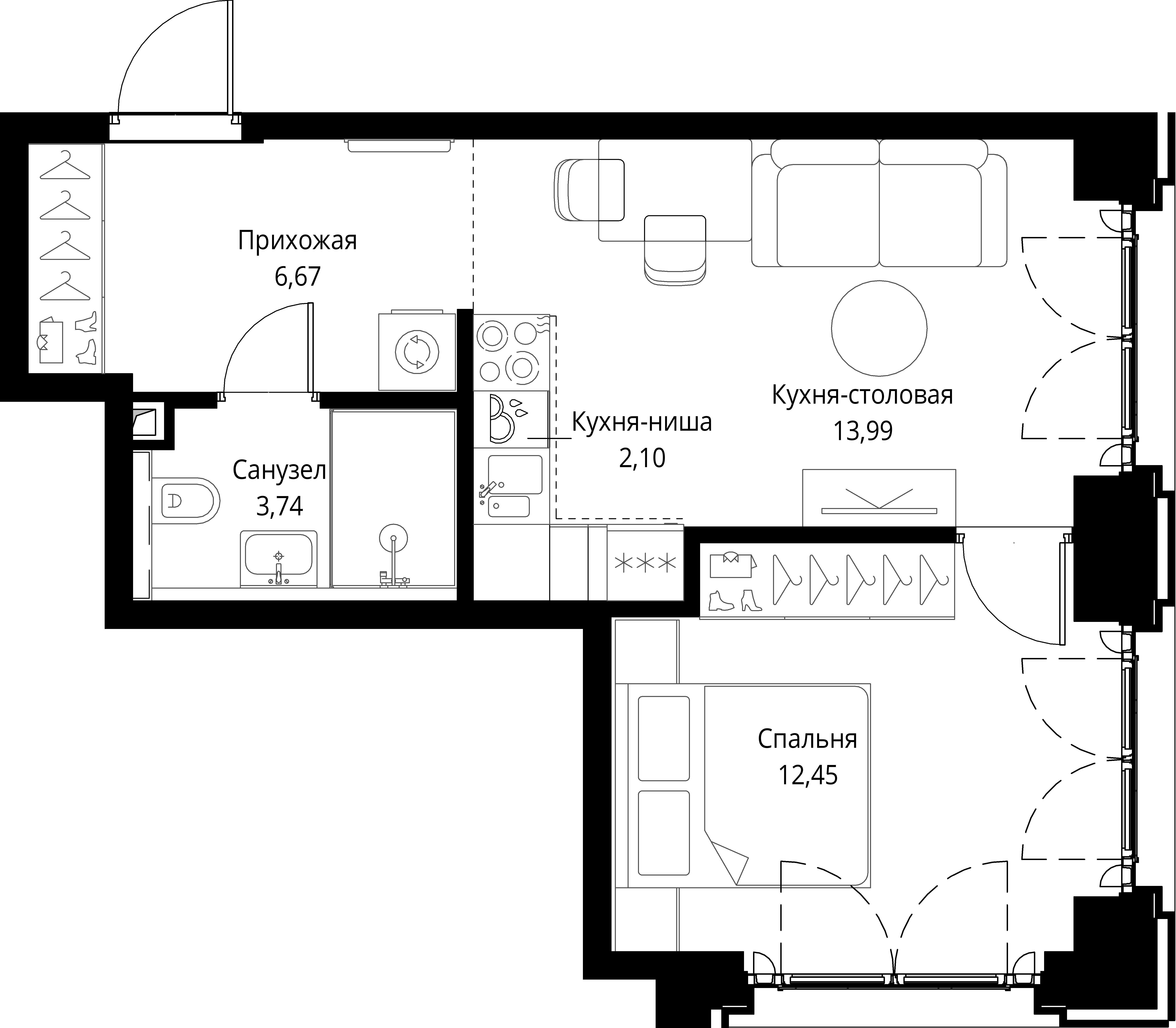 1-комнатная, 38,95 м² — 25 722 412 ₽