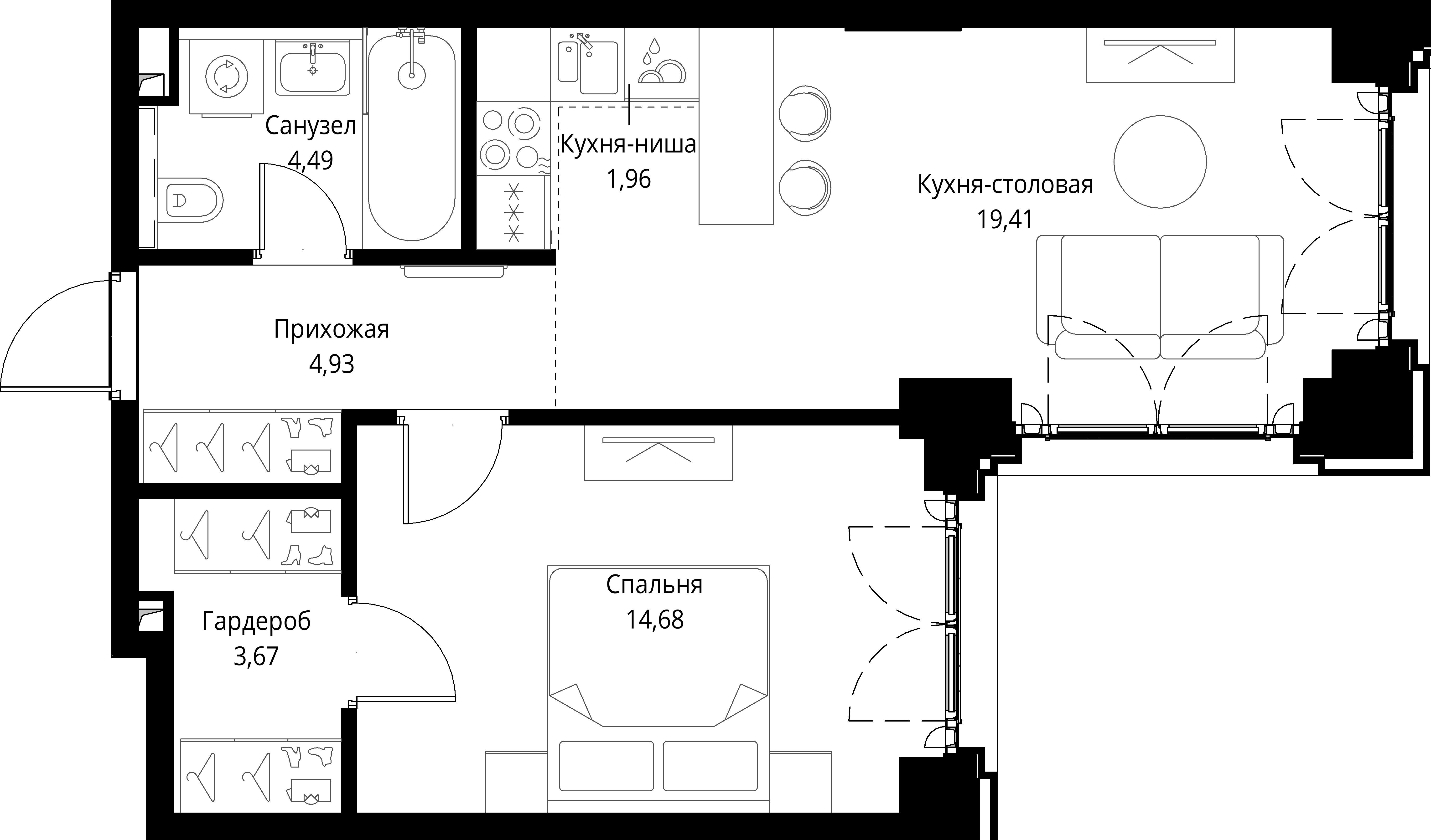 1-комнатная, 49,14 м² — 30 878 327 ₽