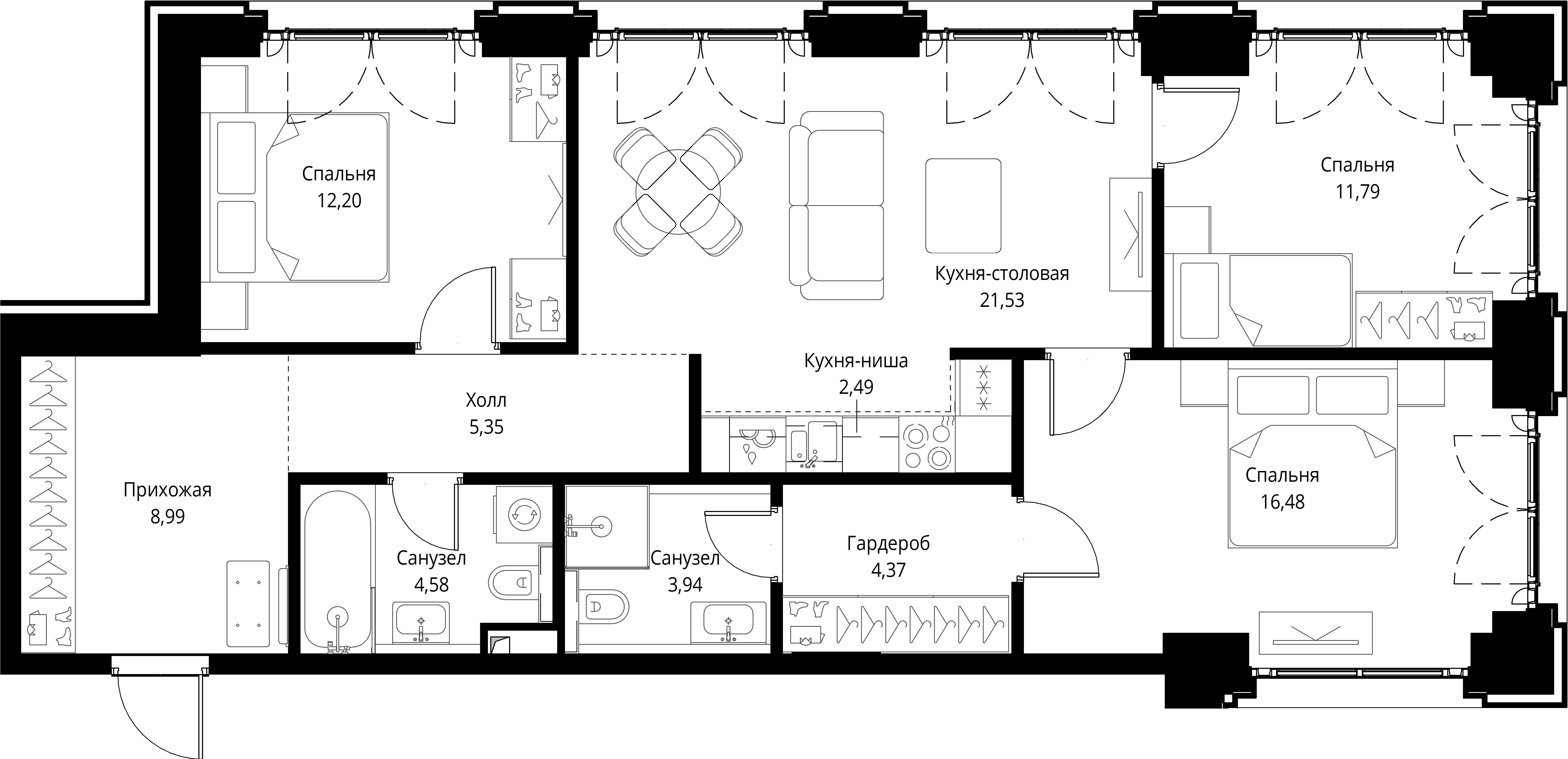 3-комнатная, 91,72 м² — 41 948 503 ₽
