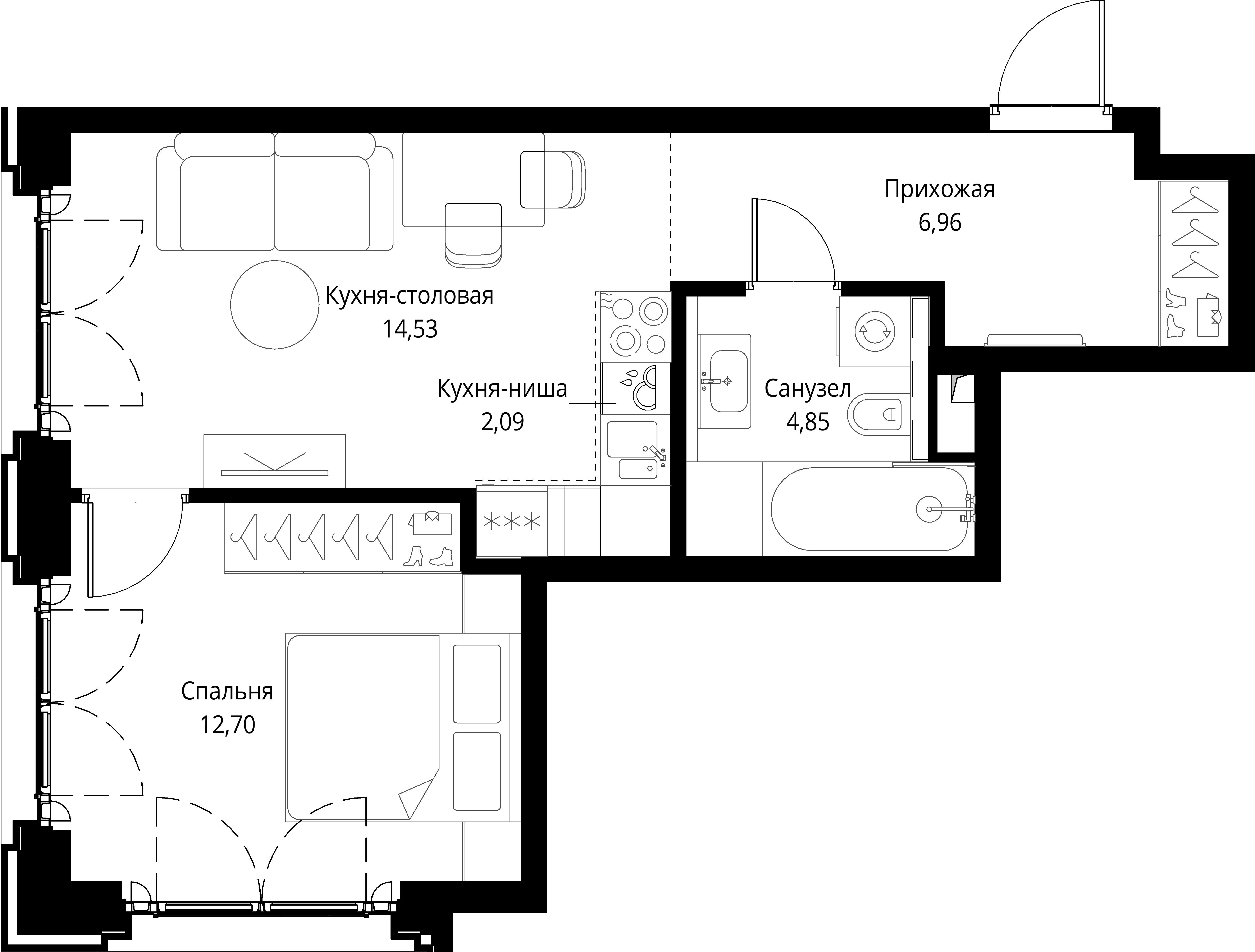 1-комнатная, 41,13 м² — 27 136 459 ₽