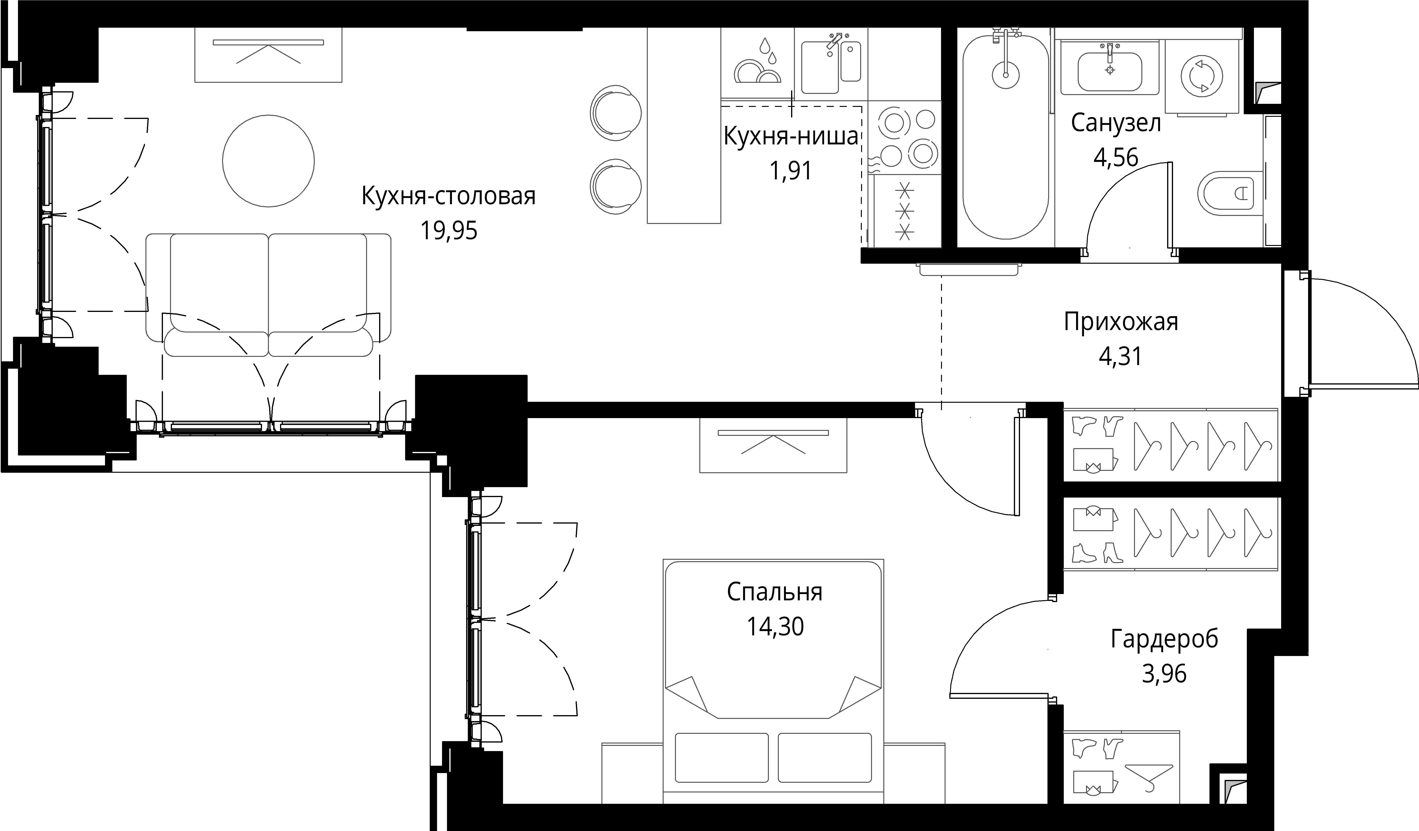 1-комнатная, 48,99 м² — 28 451 922 ₽