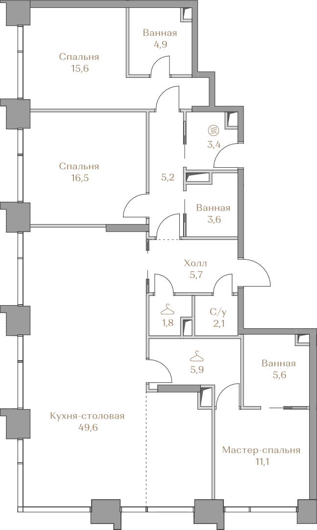 3-комнатная, 131 м² — 397 079 000 ₽
