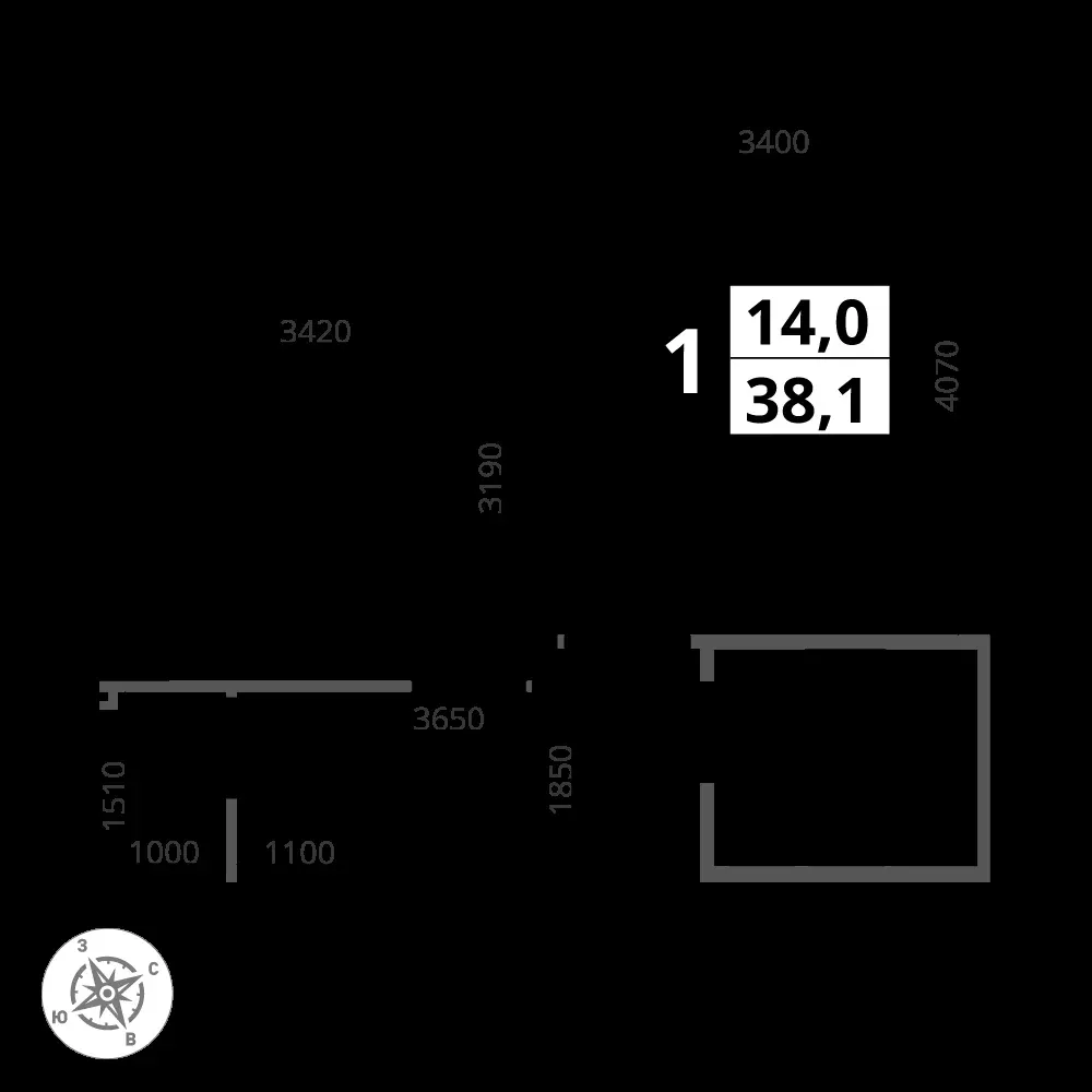 1-комнатная, 38 м² — 12 937 860 ₽