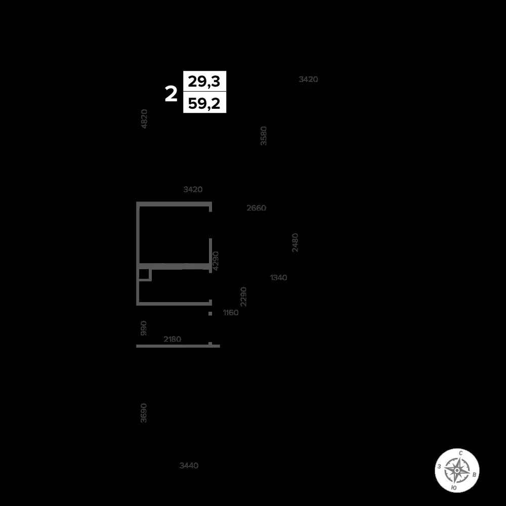 2-комнатная, 60,2 м² — 15 115 618 ₽