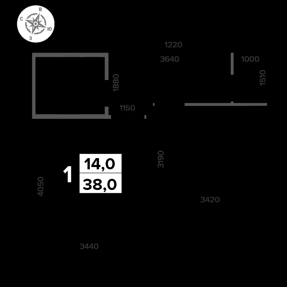 1-комнатная, 38 м² — 11 737 820 ₽