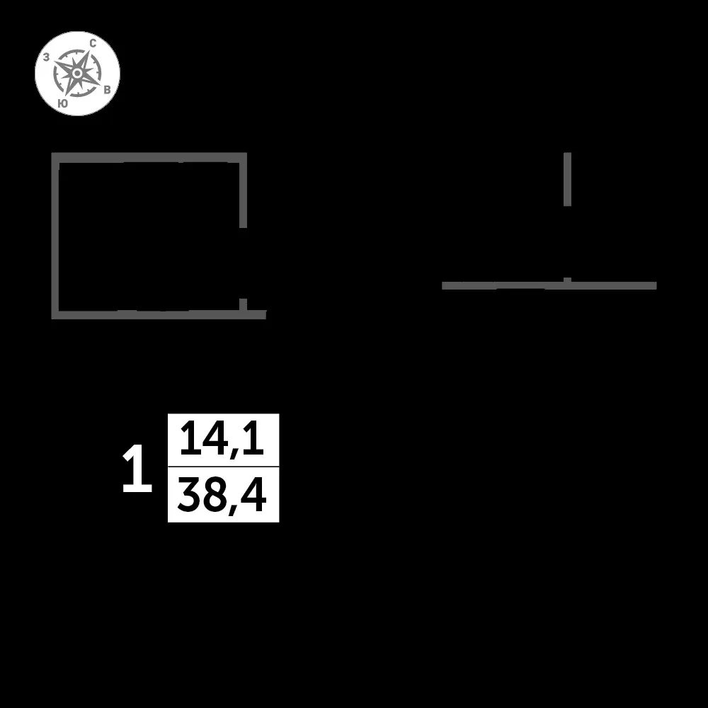 1-комнатная, 38,7 м² — 11 332 328 ₽