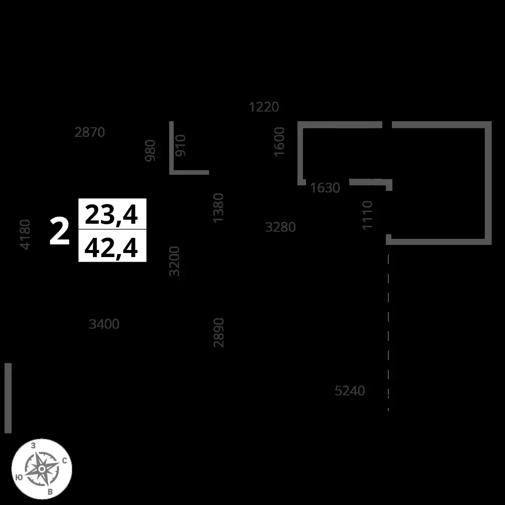 2-комнатная, 42,4 м² — 14 061 960 ₽