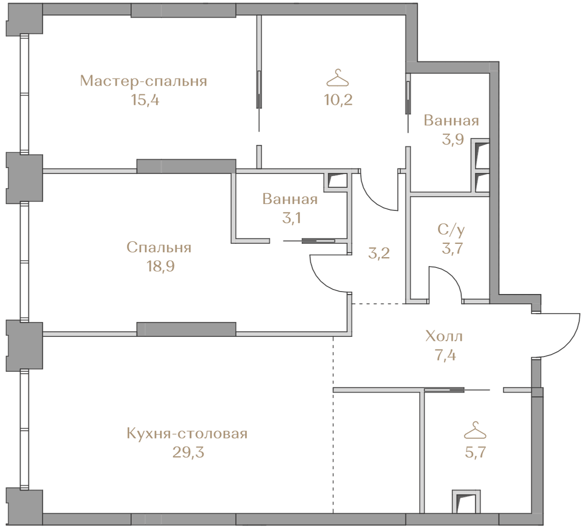 2-комнатная, 100,8 м² — 159 733 000 ₽