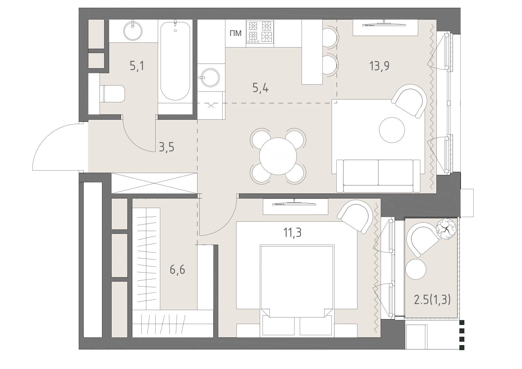 2-комнатная, 47,1 м² — 39 326 019 ₽