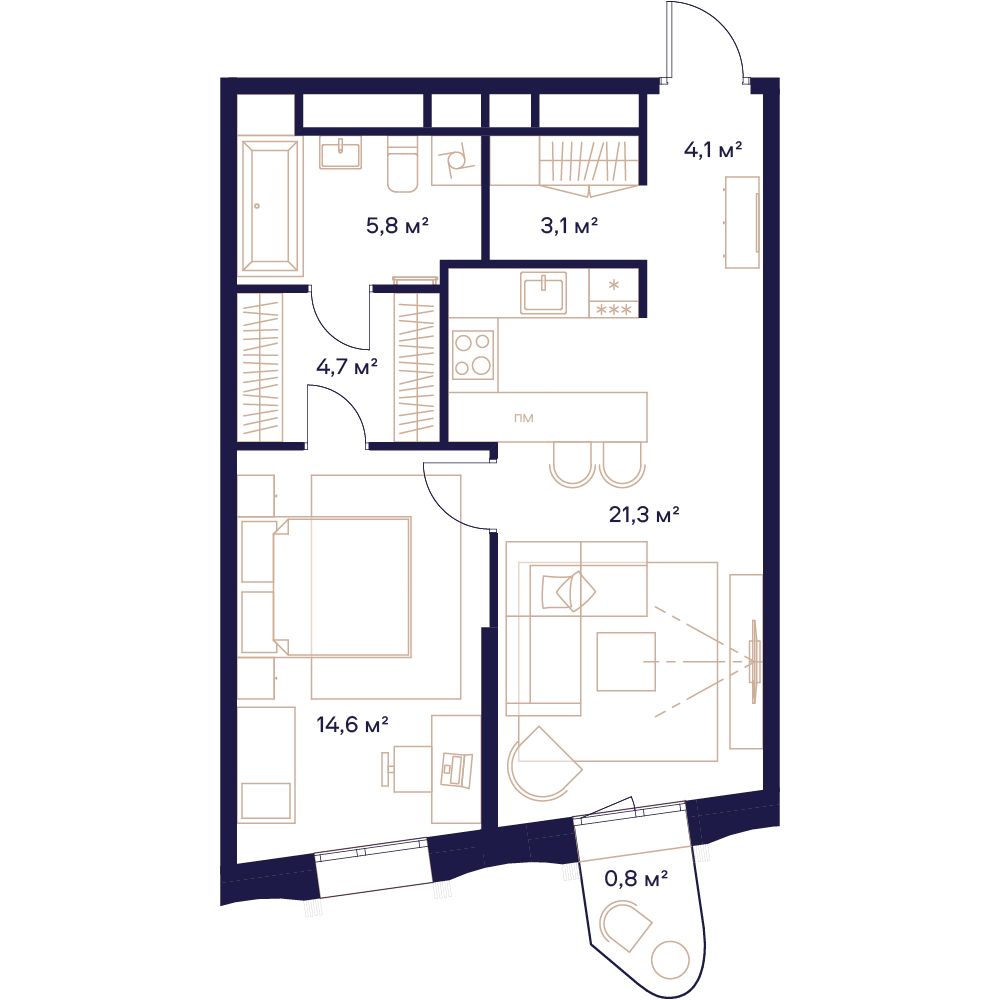 1-комнатная, 54,1 м² — 33 774 460 ₽