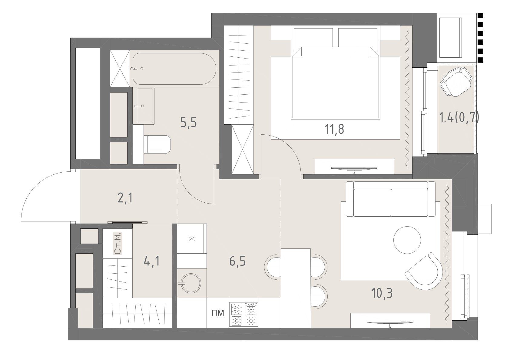 2-комнатная, 41 м² — 38 215 990 ₽