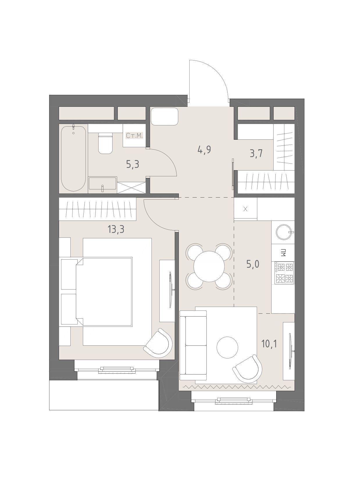 2-комнатная, 42,3 м² — 33 440 482 ₽