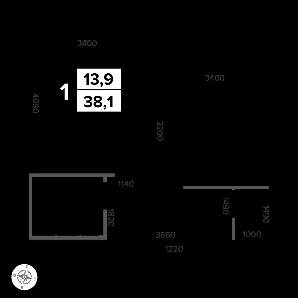 1-комнатная, 38,3 м² — 11 514 704 ₽