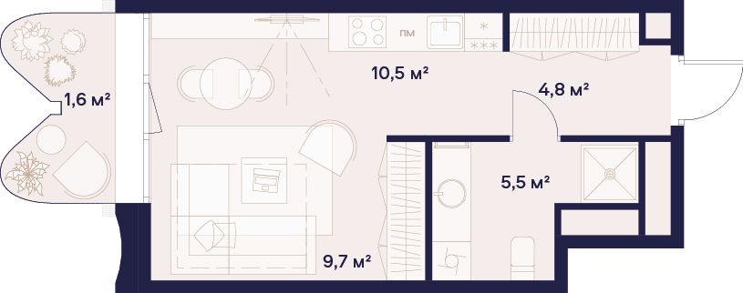 1-комнатная, 32,1 м² — 27 151 160 ₽