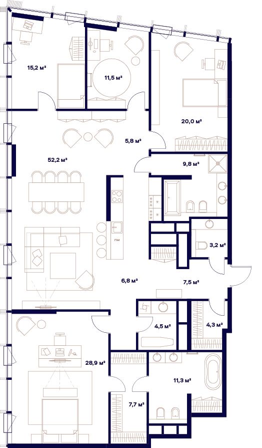 4-комнатная, 188,7 м² — 245 774 180 ₽