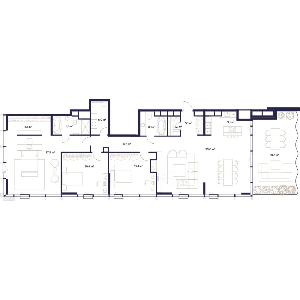 4-комнатная, 190,9 м² — 248 503 630 ₽