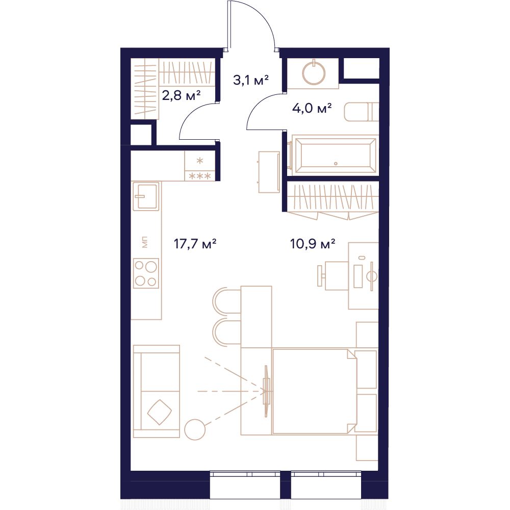 1-комнатная, 39 м² — 25 846 400 ₽
