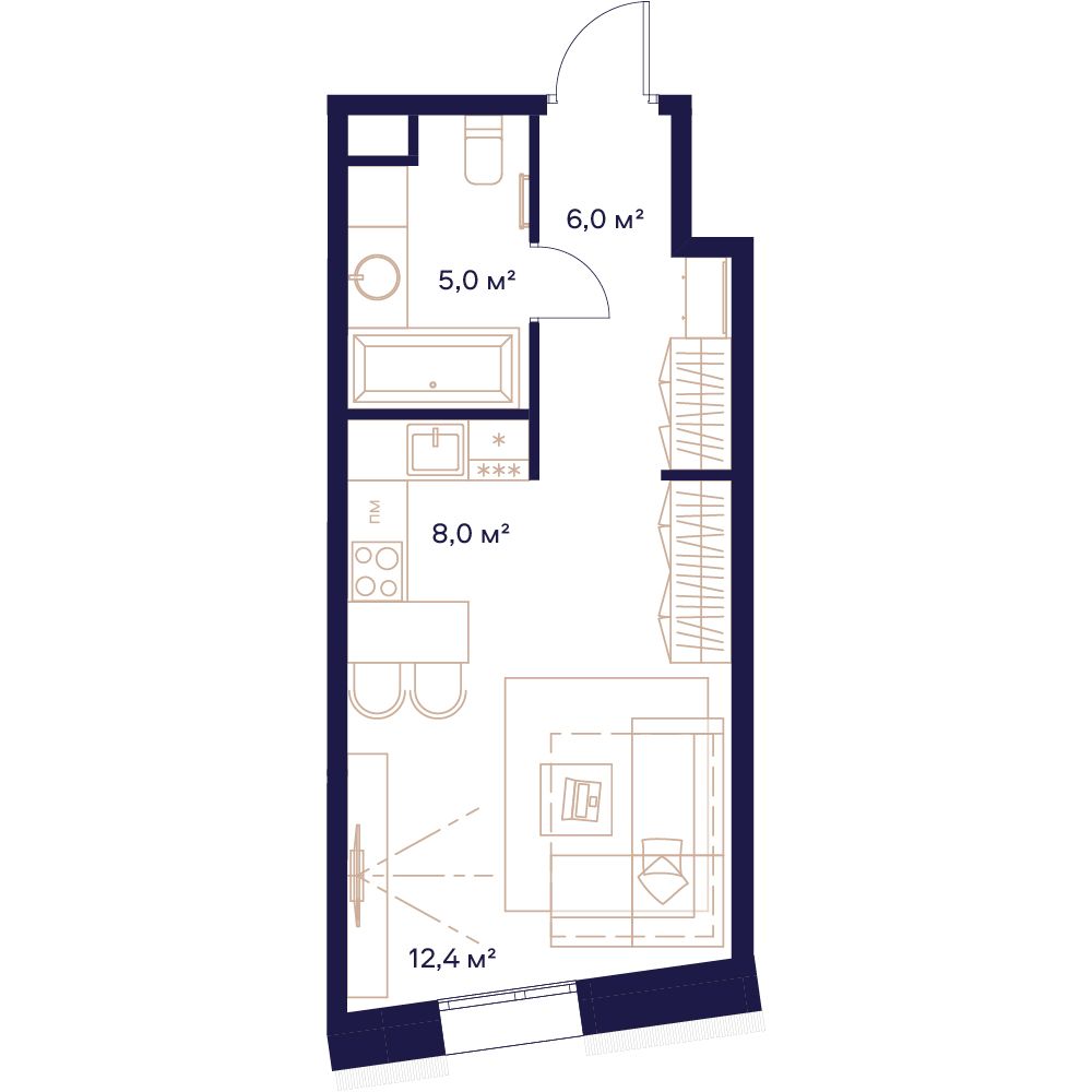 1-комнатная, 31,6 м² — 21 419 400 ₽