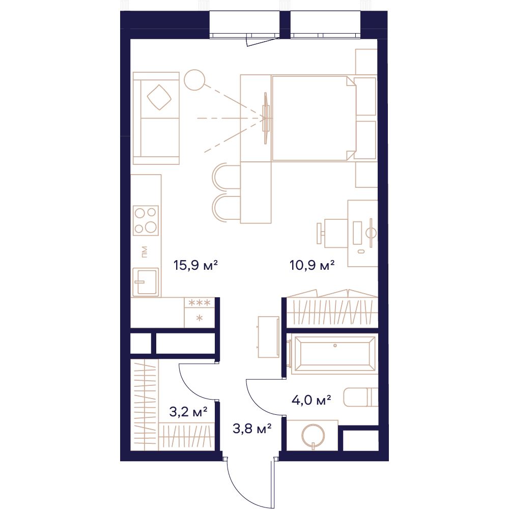 1-комнатная, 38,2 м² — 28 632 260 ₽