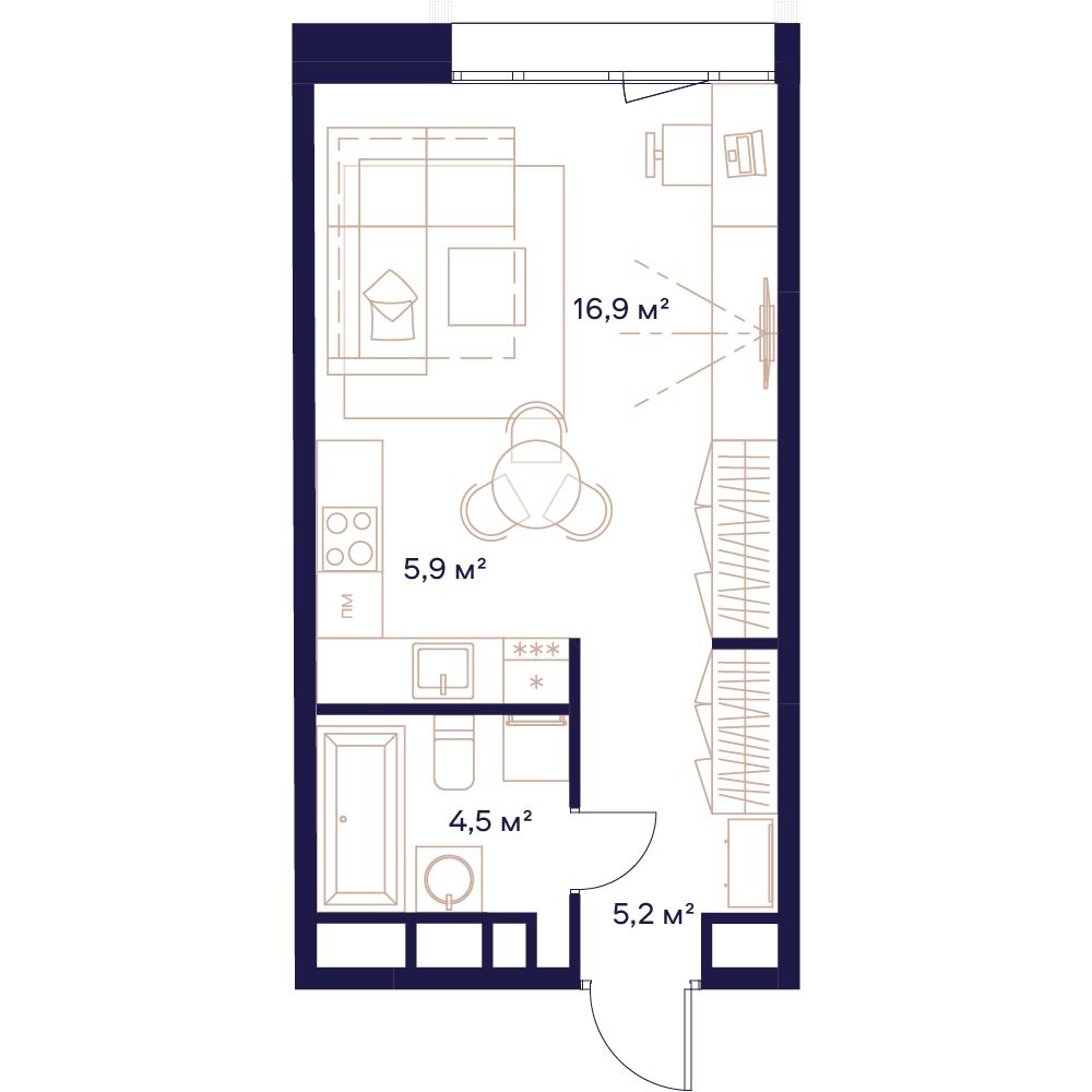 1-комнатная, 32,8 м² — 25 210 000 ₽