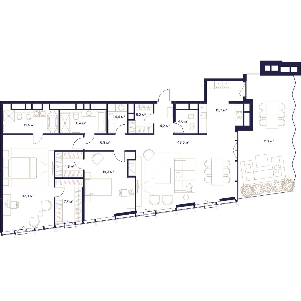 3-комнатная, 162,7 м² — 212 002 860 ₽
