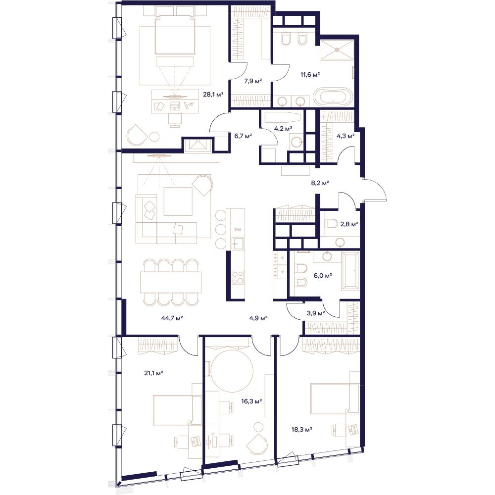 4-комнатная, 184,8 м² — 240 634 040 ₽