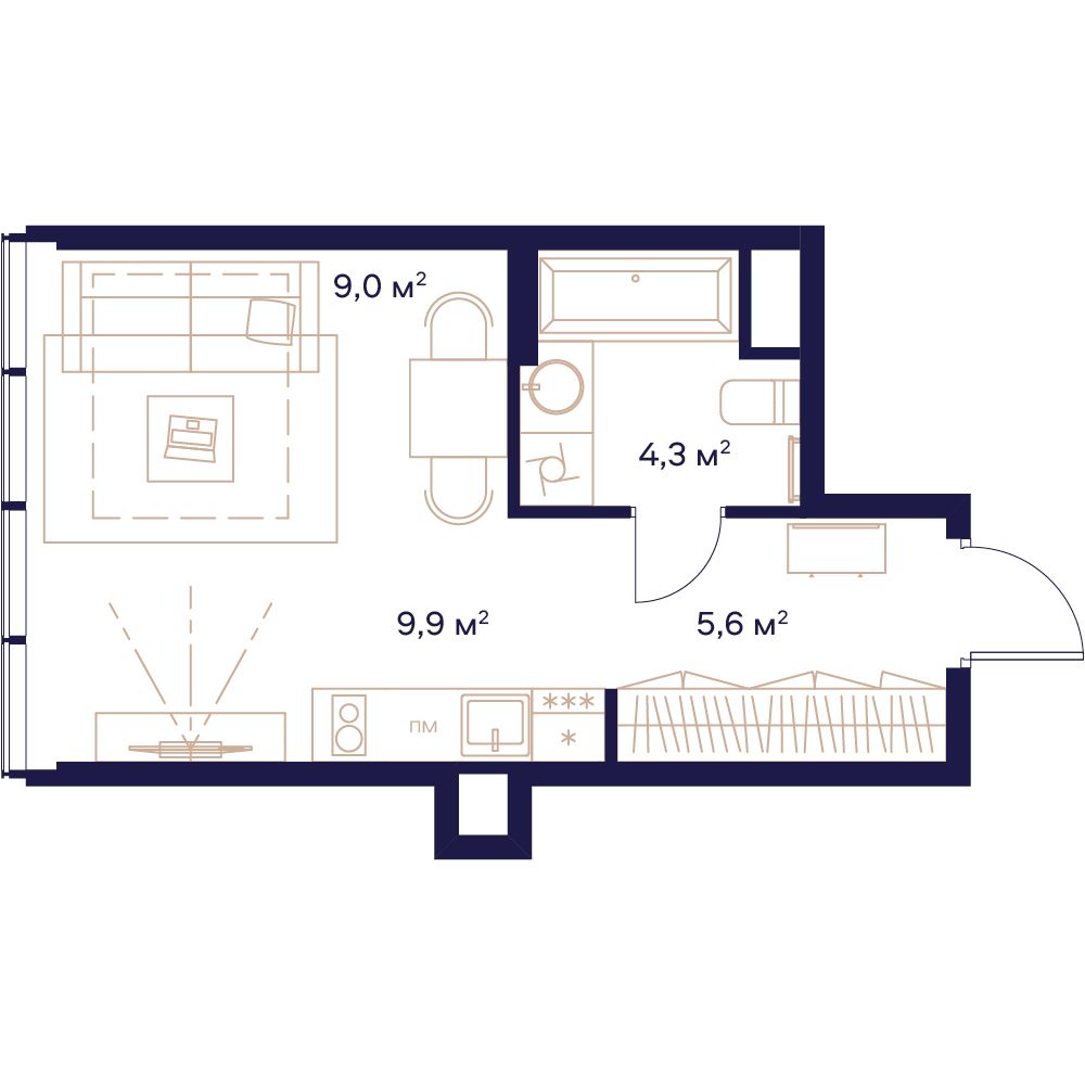 1-комнатная, 28,8 м² — 20 584 640 ₽