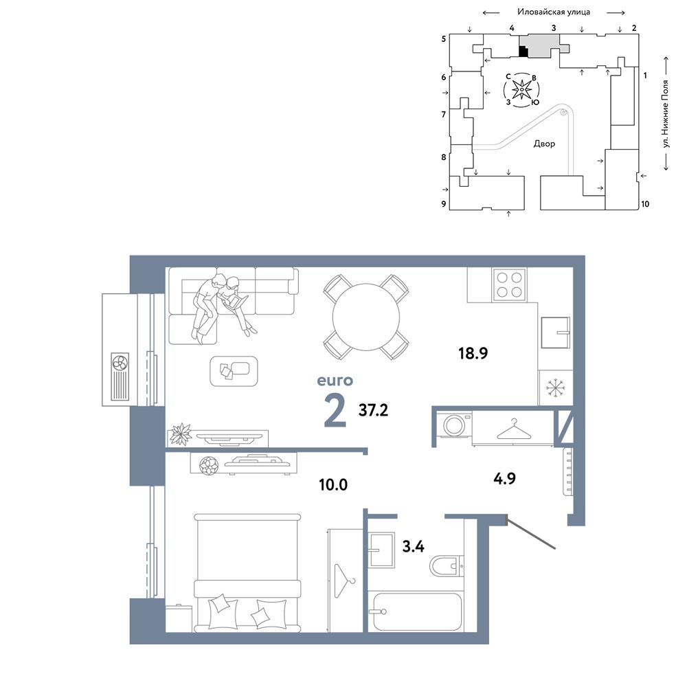 2-комнатная, 37,2 м² — 24 190 000 ₽