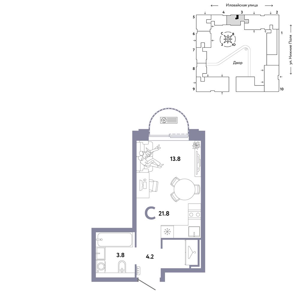 1-комнатная, 21,8 м² — 16 314 705 ₽