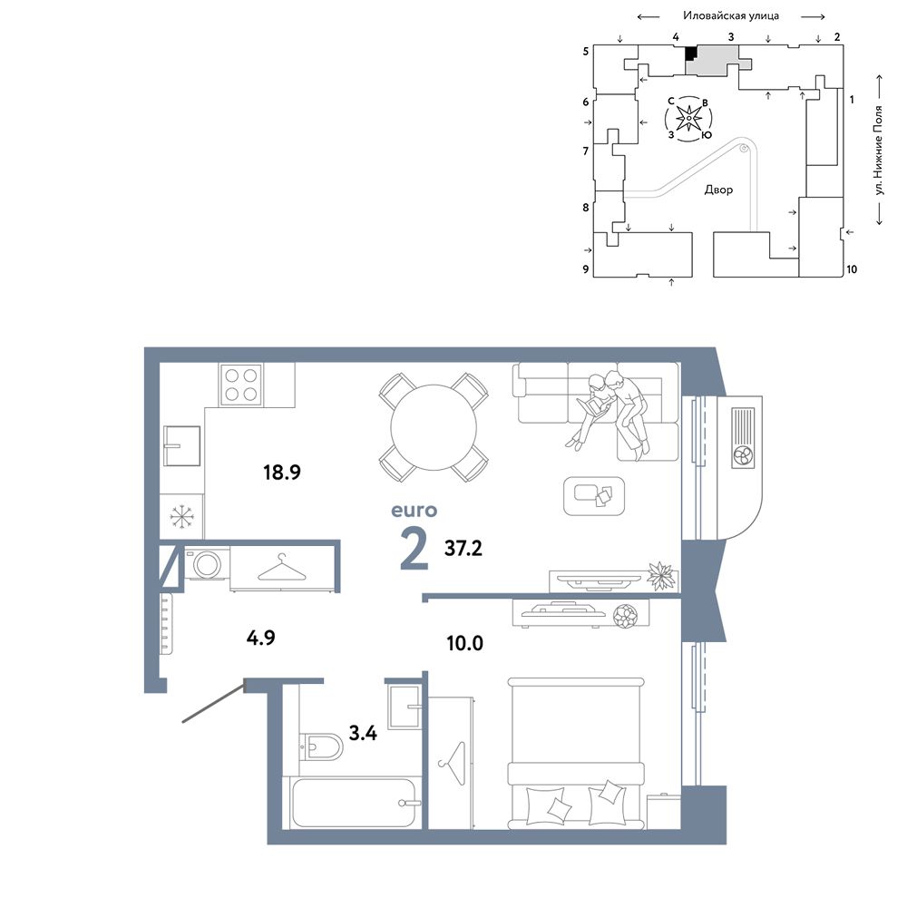 2-комнатная, 37,2 м² — 24 090 000 ₽
