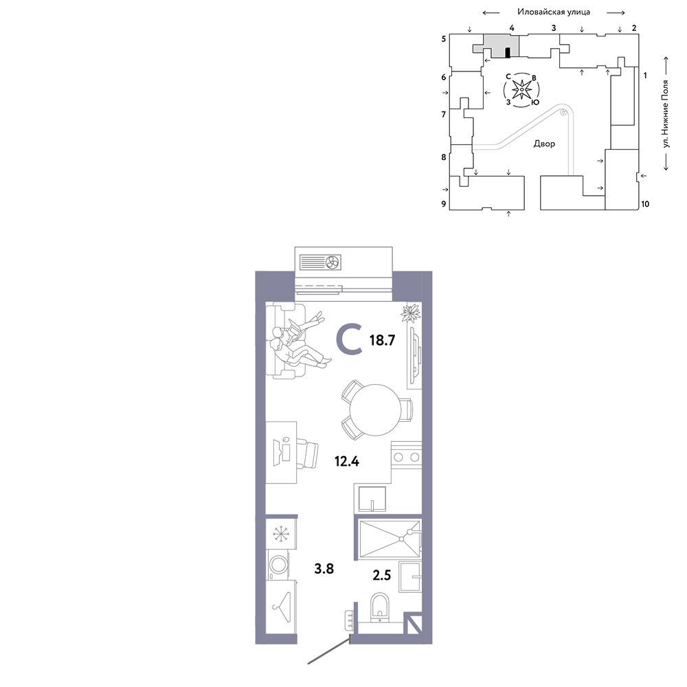 1-комнатная, 18,7 м² — 16 290 000 ₽