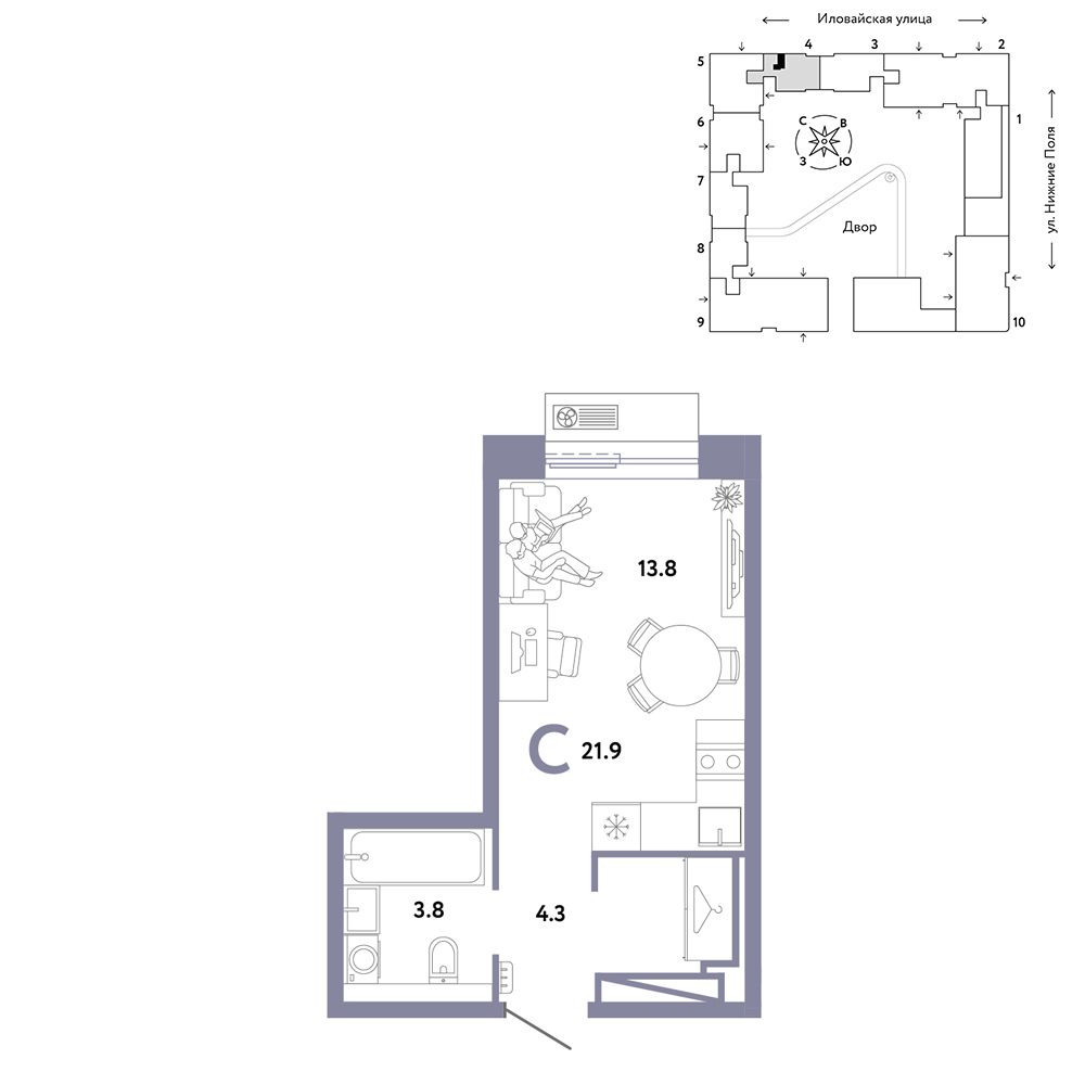 1-комнатная, 21,9 м² — 15 961 764 ₽