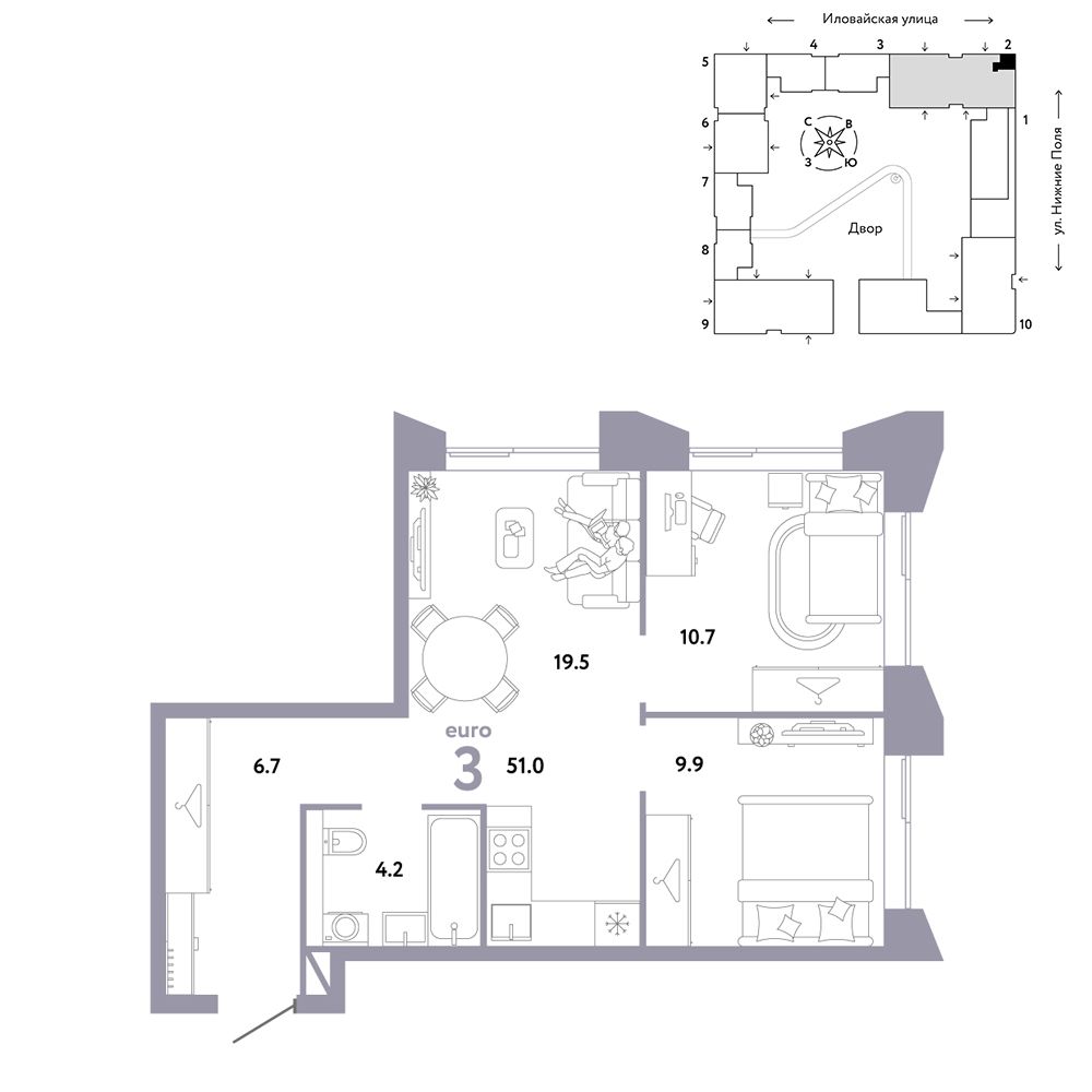 3-комнатная, 51 м² — 20 814 705 ₽
