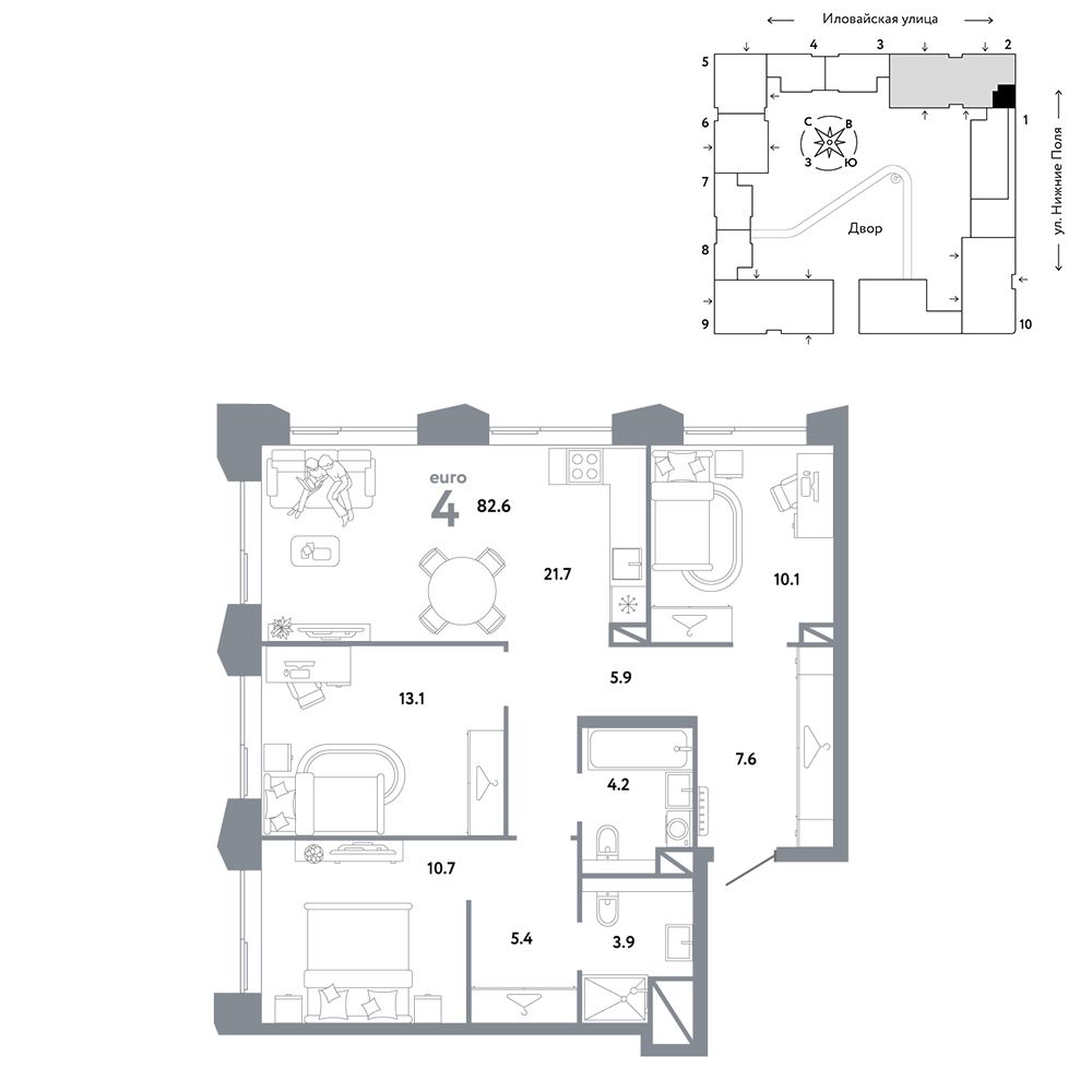 4-комнатная, 82,6 м² — 41 390 000 ₽