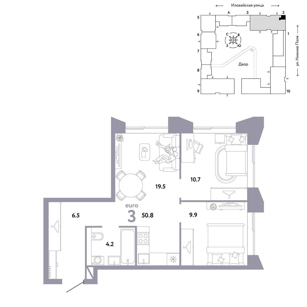 3-комнатная, 50,8 м² — 24 090 000 ₽
