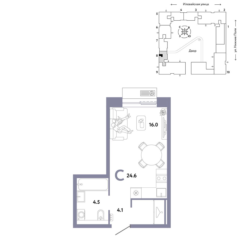 1-комнатная, 24,6 м² — 14 638 235 ₽