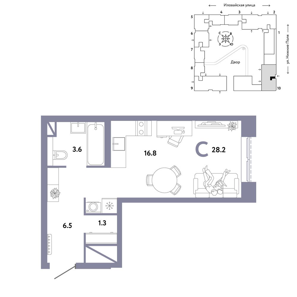1-комнатная, 28,2 м² — 20 090 000 ₽