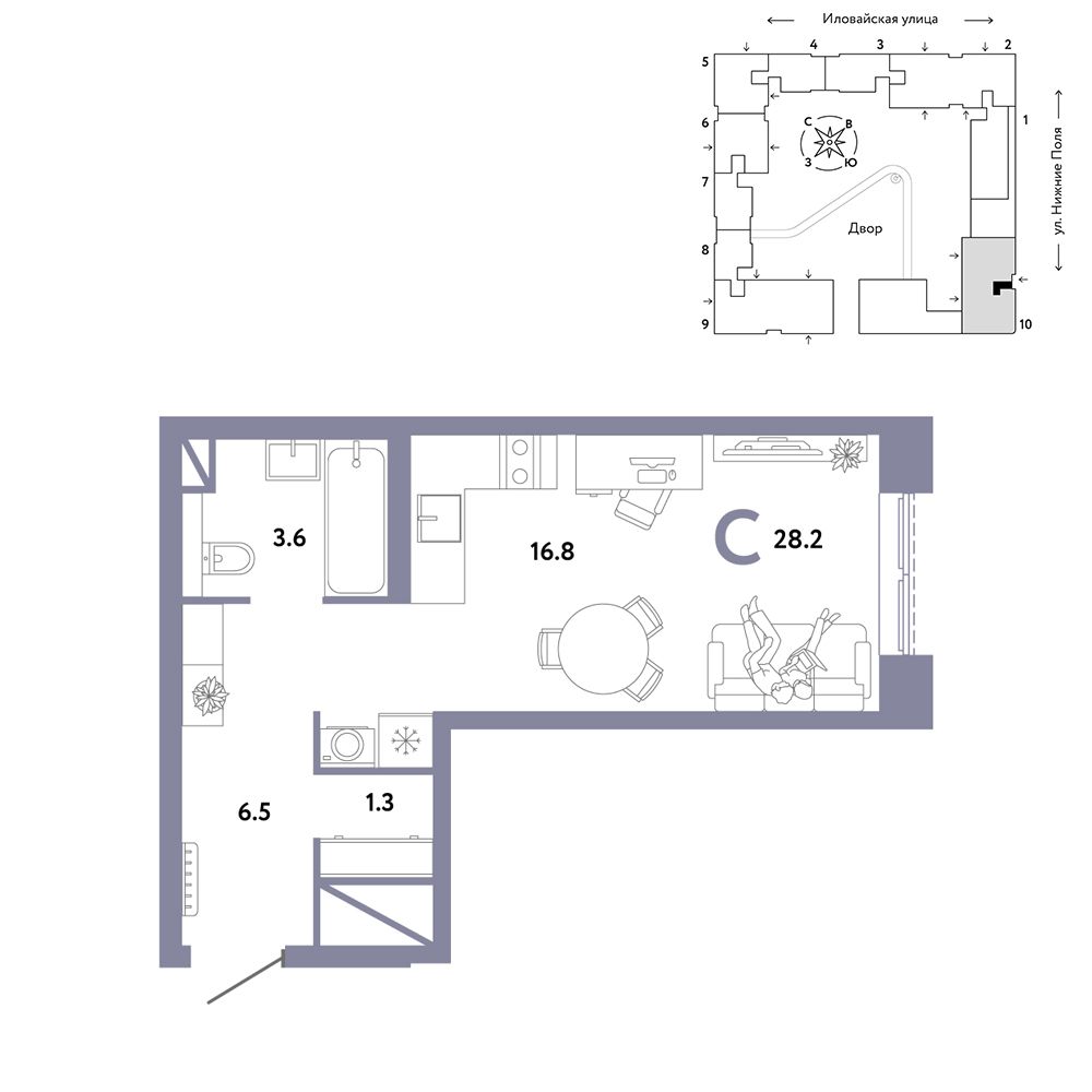1-комнатная, 28,2 м² — 18 079 411 ₽