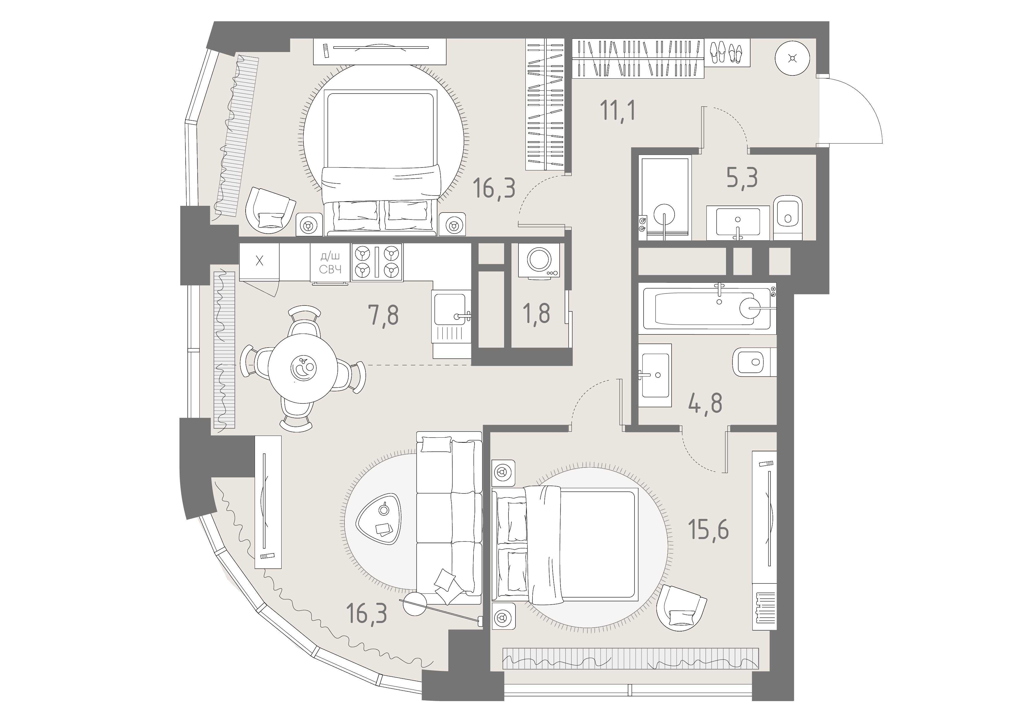 3-комнатная, 79 м² — 54 738 623 ₽