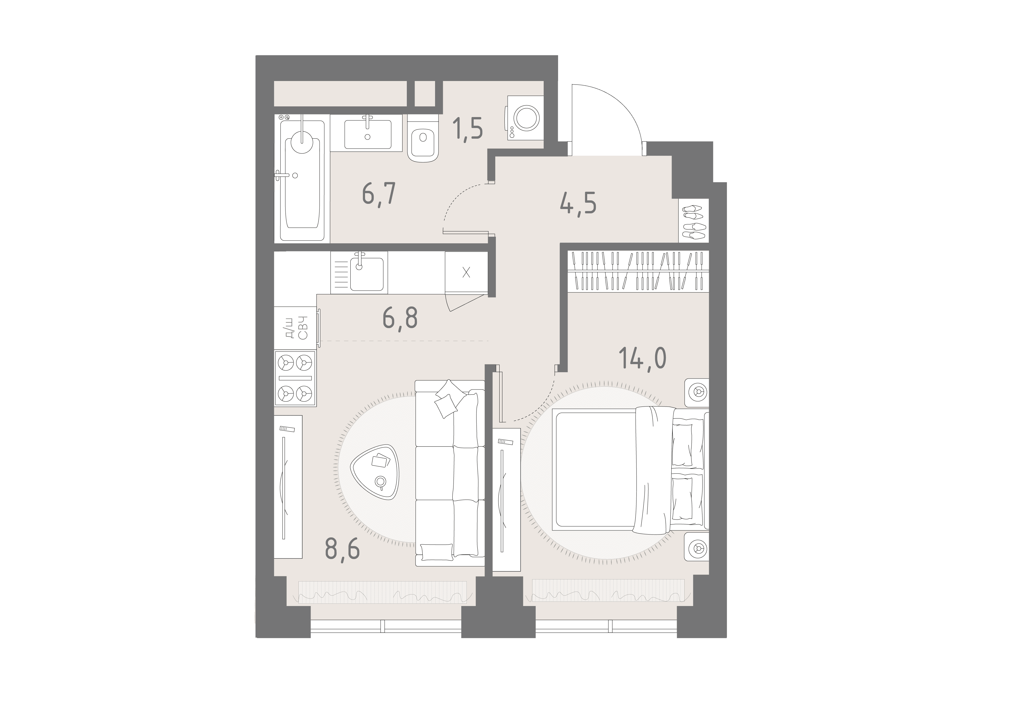1-комнатная, 42,1 м² — 32 024 313 ₽