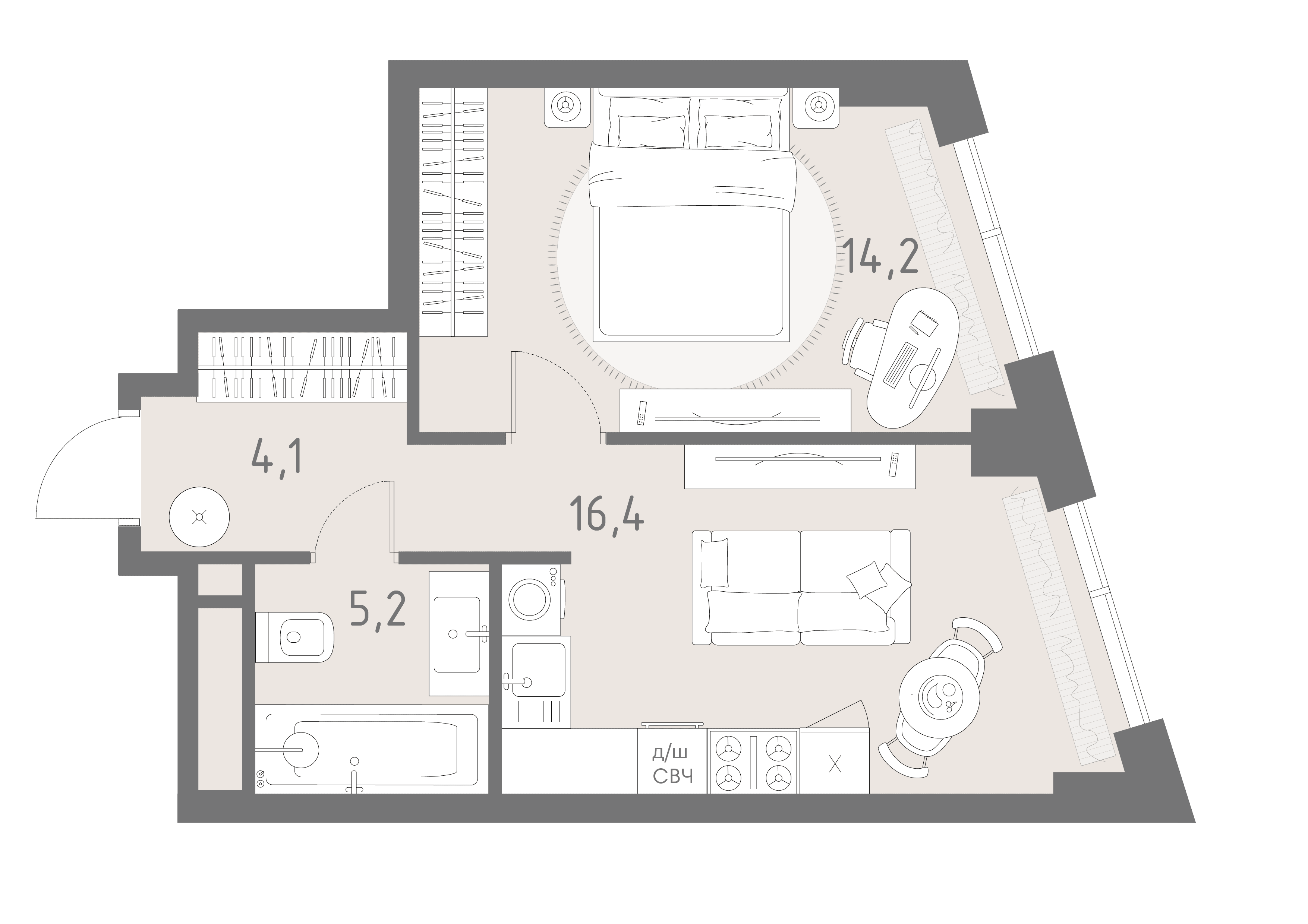 1-комнатная, 39,9 м² — 31 502 848 ₽
